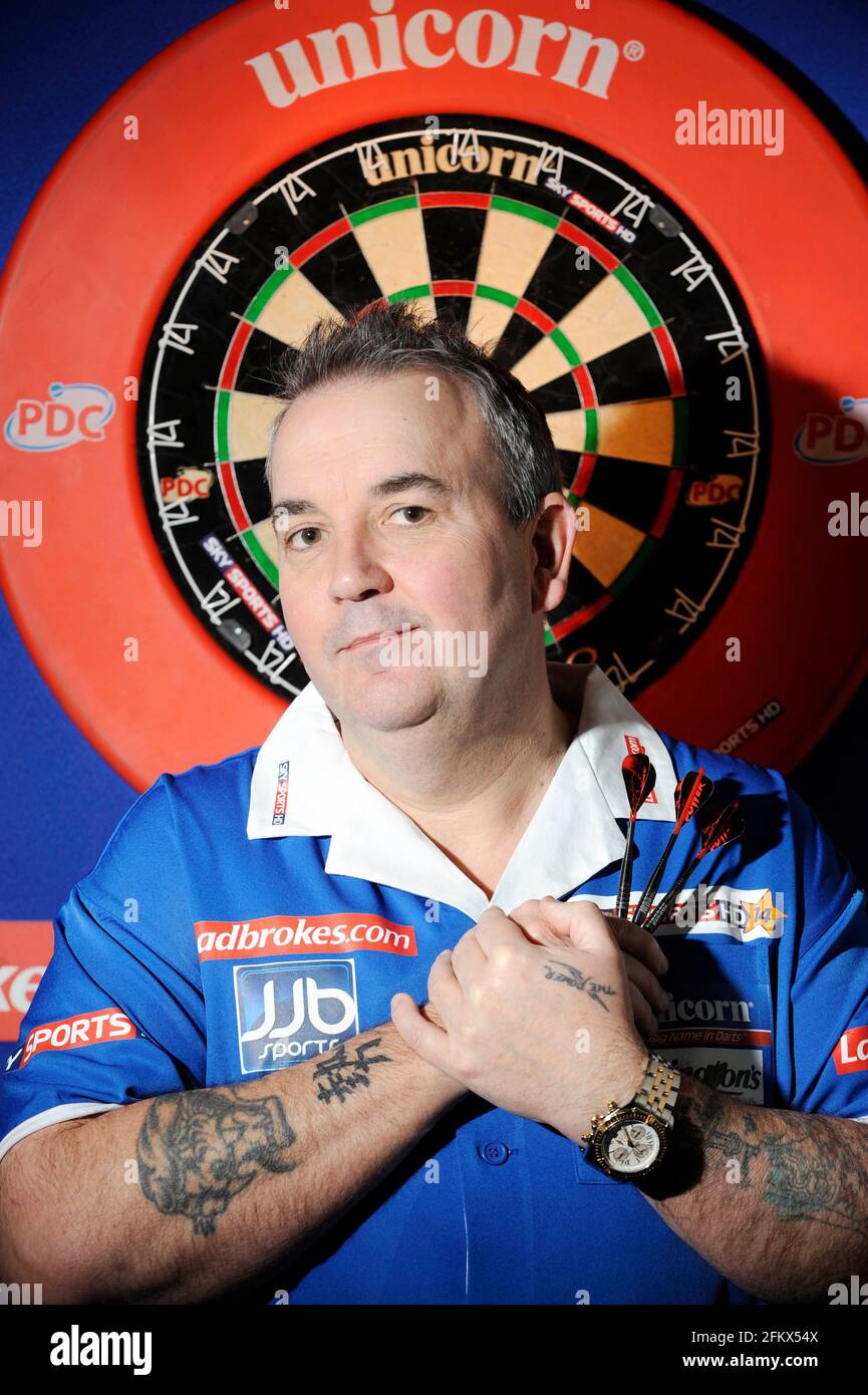 PHIL (die Macht) TAYLOR DARTS WELT CHAMP. 10/12/09. BILD DAVID ASHDOWN Stockfoto