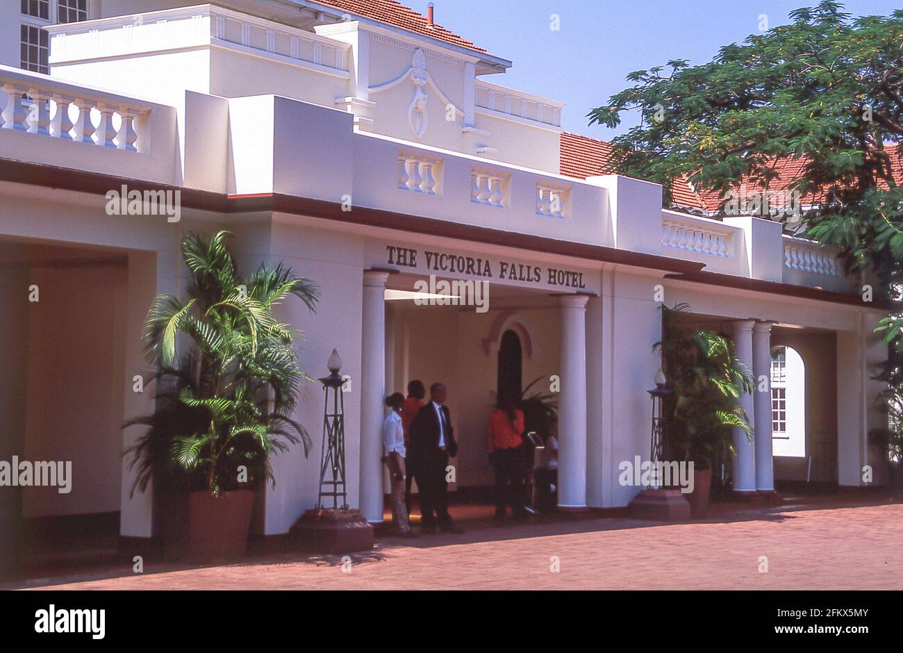 Victoria Falls Hotel Matabeleland Eingang, Viktoriafälle, Simbabwe Stockfoto