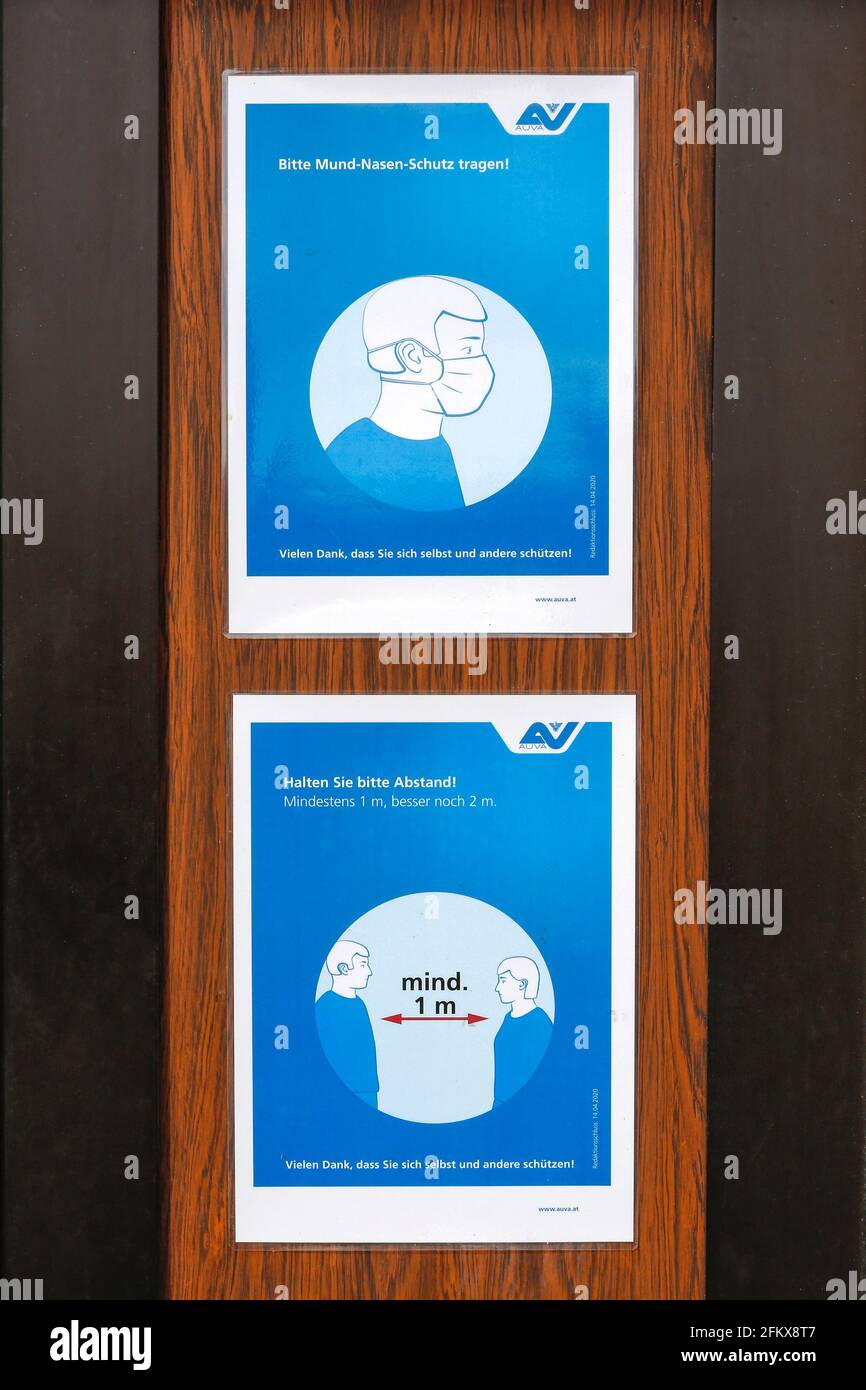 Hinweis, Corona Sicherheitshinweise Stockfoto