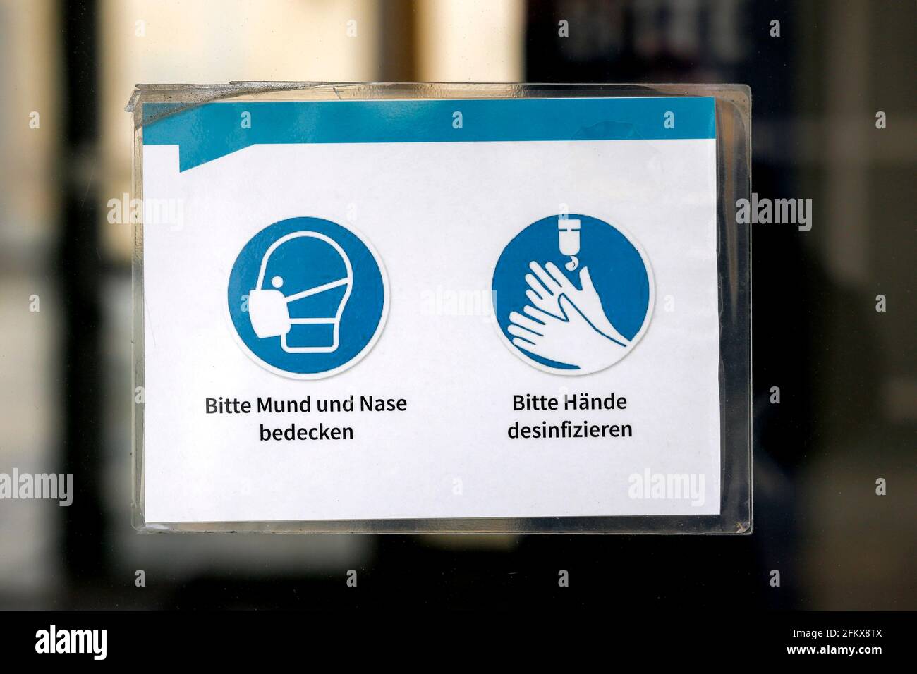 Hinweis, Corona Sicherheitshinweise Stockfoto