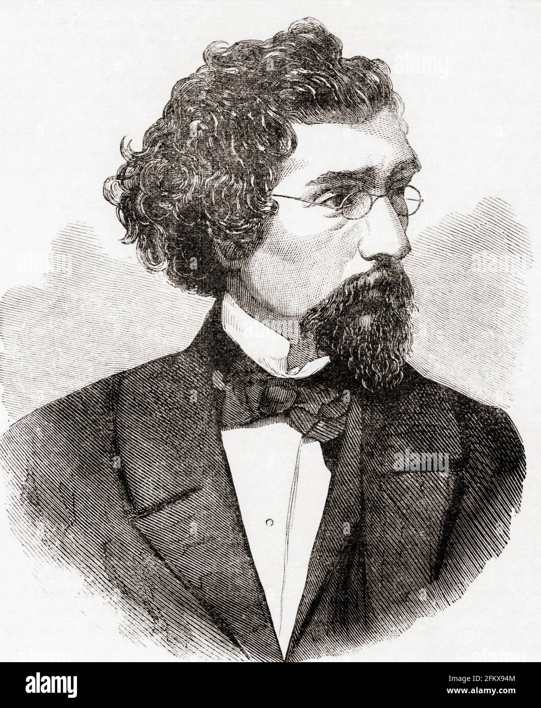 Mathew B. Brady, 1822 – 1896. Amerikanischer Fotograf, dessen Bilder des amerikanischen Bürgerkriegs ein bleibendes visuelles Zeugnis des Ereignisses liefern. Nach einem Werk eines unbekannten Künstlers. Stockfoto