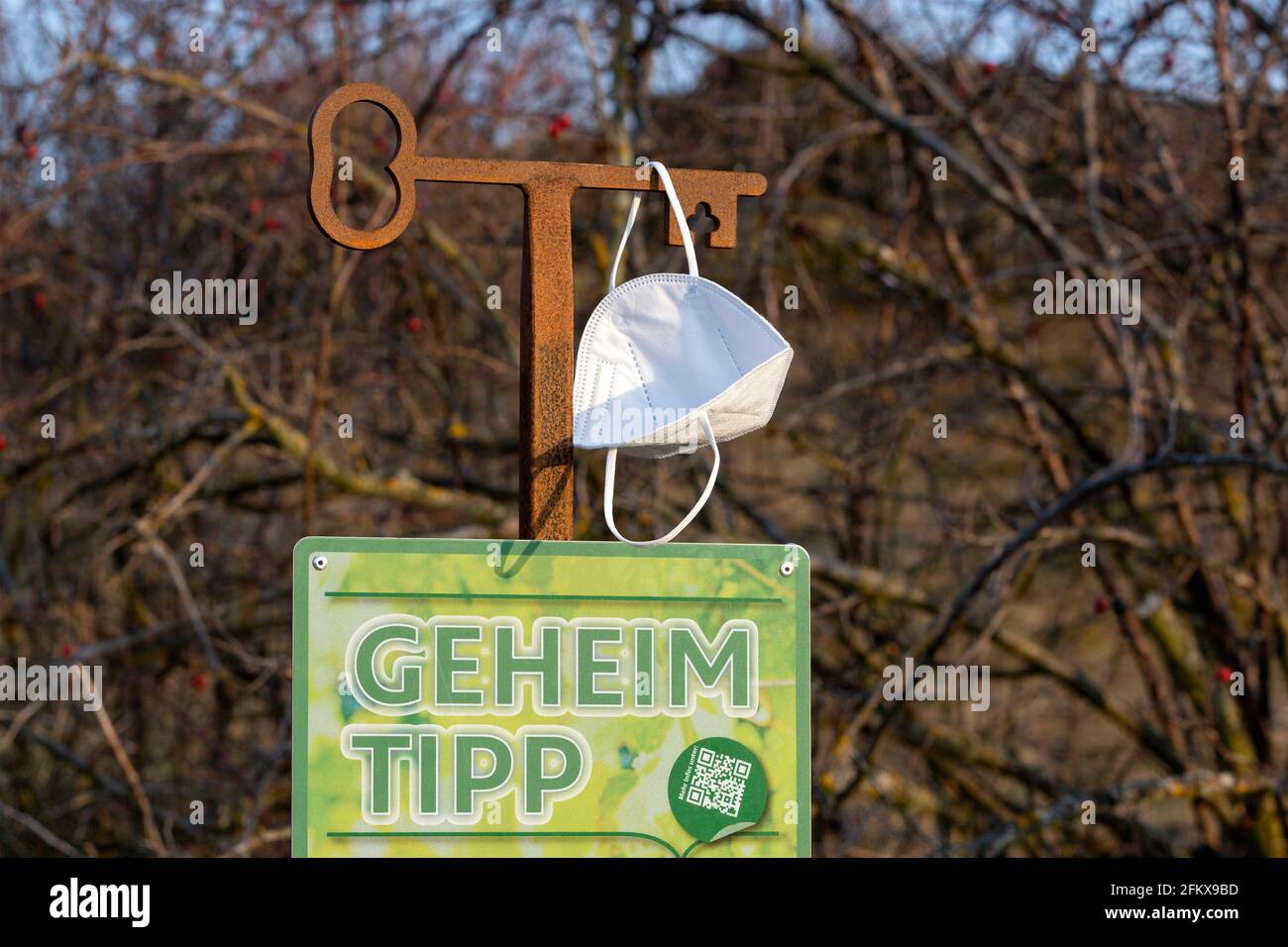 Atemschutzmaske, Geheimtipp Stockfoto