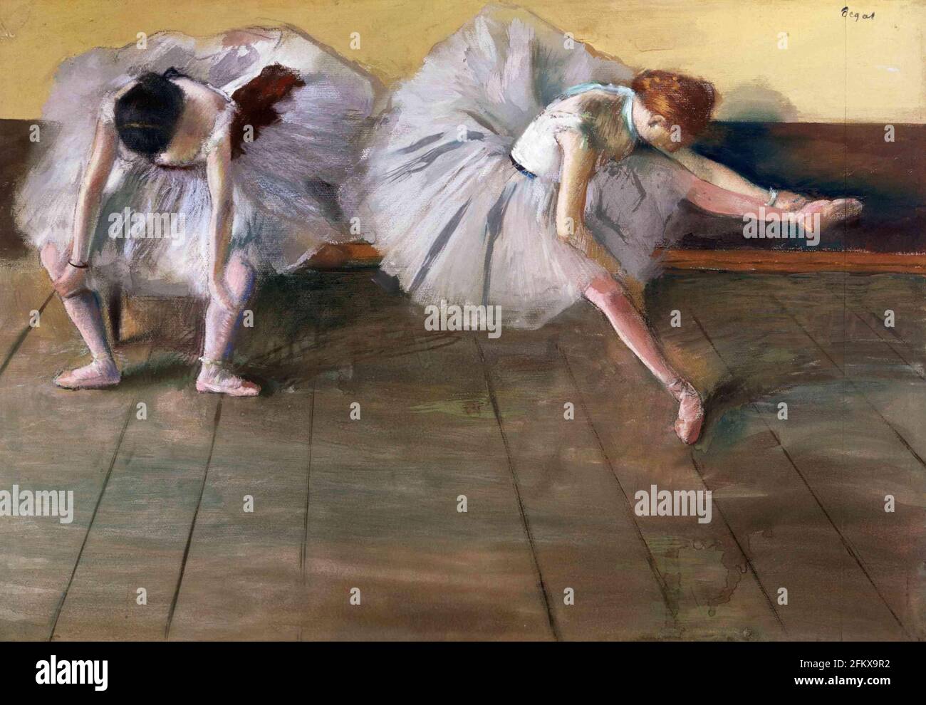 Titel: Deux danseuses (Two Dancers) Ersteller: Edgar Degas Datum: ca. 1879 Medium: Pastell und Gouache auf Papier Abmessungen 46x66,7 cm Ort: Shelburne Museum, Vermont, USA Stockfoto