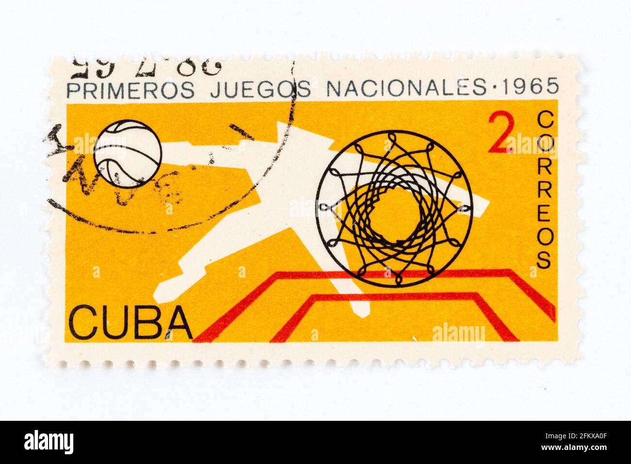 Kuba Correos Briefmarke. Serie: Erste Nationalspiele (Primeros Juegos Nacionales). Ausgabe 1965 Stockfoto