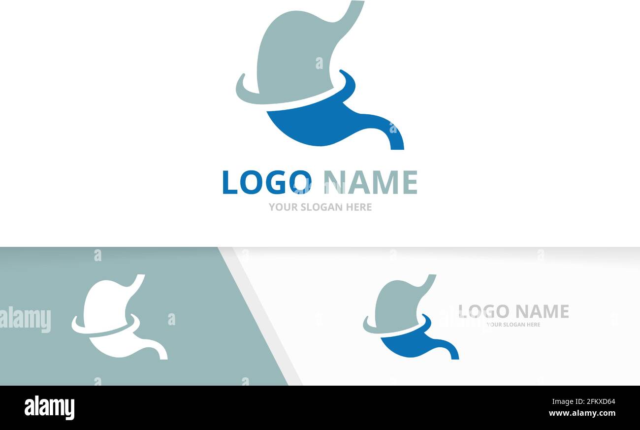 Design-Vorlage für das Magen-Logo. Einzigartiges Logo des Magen-Darm-Trakts. Stock Vektor