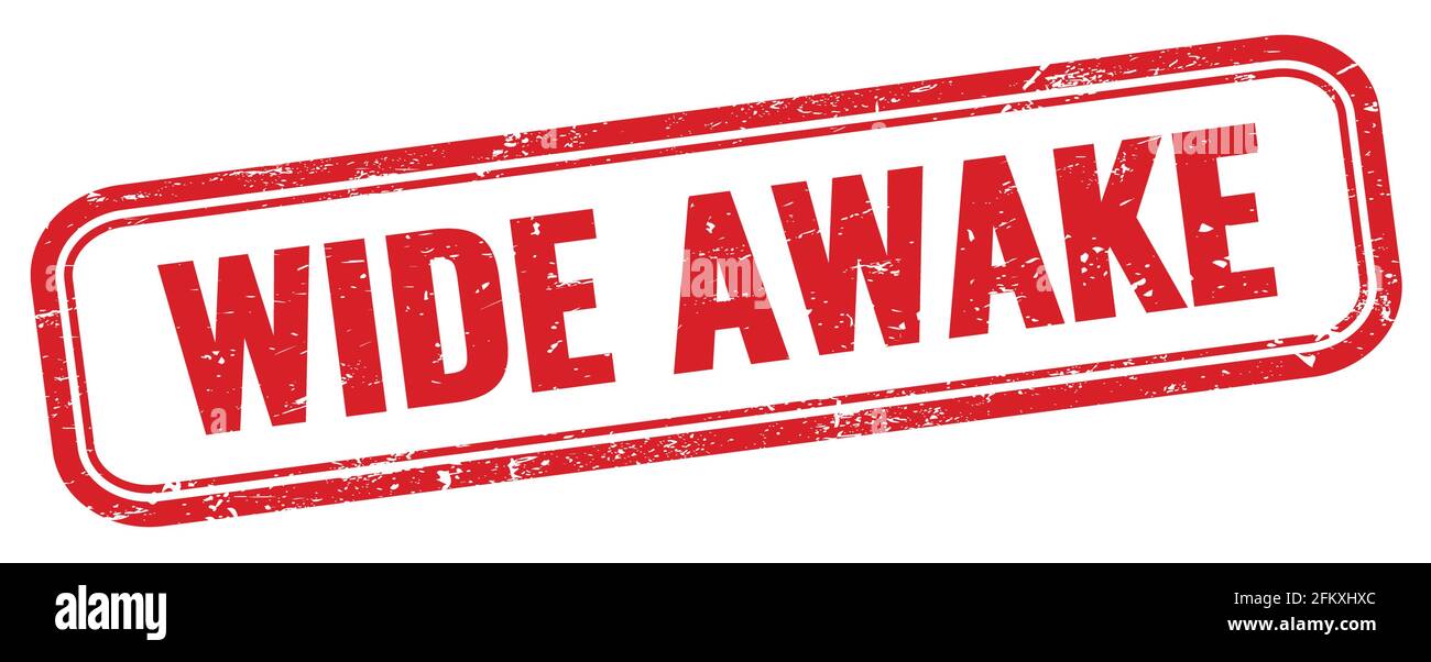 HELLWACH Text auf rot grungy Rechteck Stempel. Stockfoto