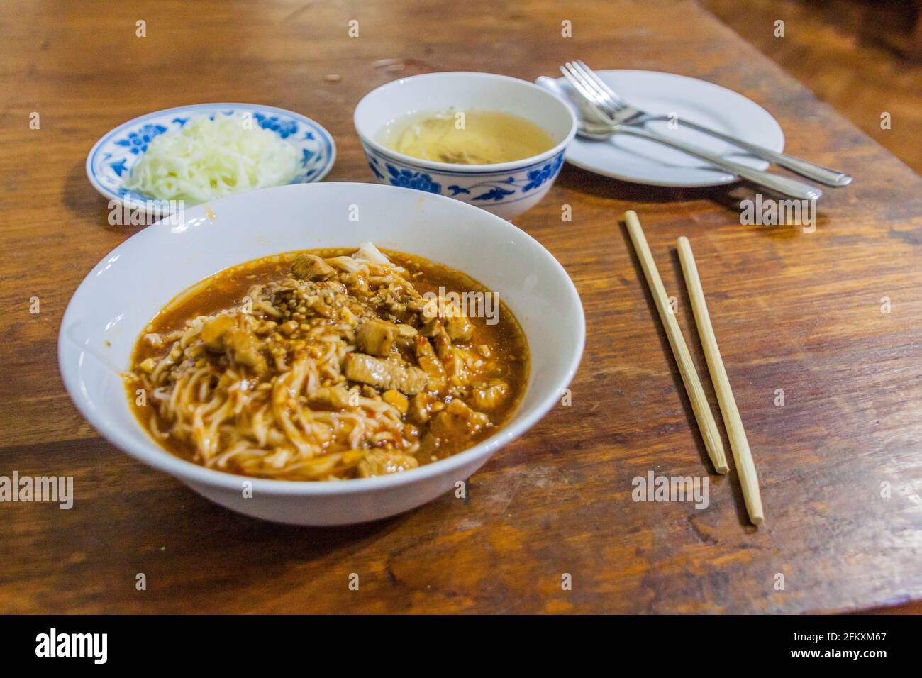 Essen in einem Restaurant in Myanmar Stockfoto