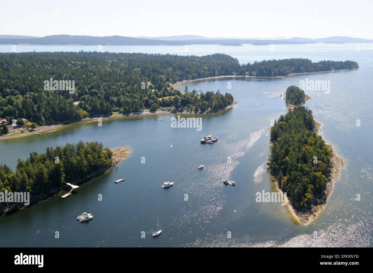 Liegeplatz im Ladysmith Harbour, Luftaufnahmen von British Columbia, British Columbia, Kanada. Stockfoto