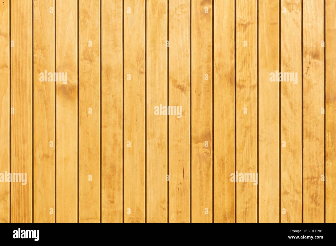 Holzstruktur als Holzhintergrund, Holzverkleidung regelmäßiges Muster von Holzplanken Holzplatten Stockfoto
