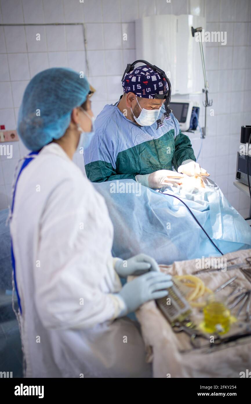 Plastische Chirurgie in der chirurgischen Abteilung des Krankenhauses Stockfoto
