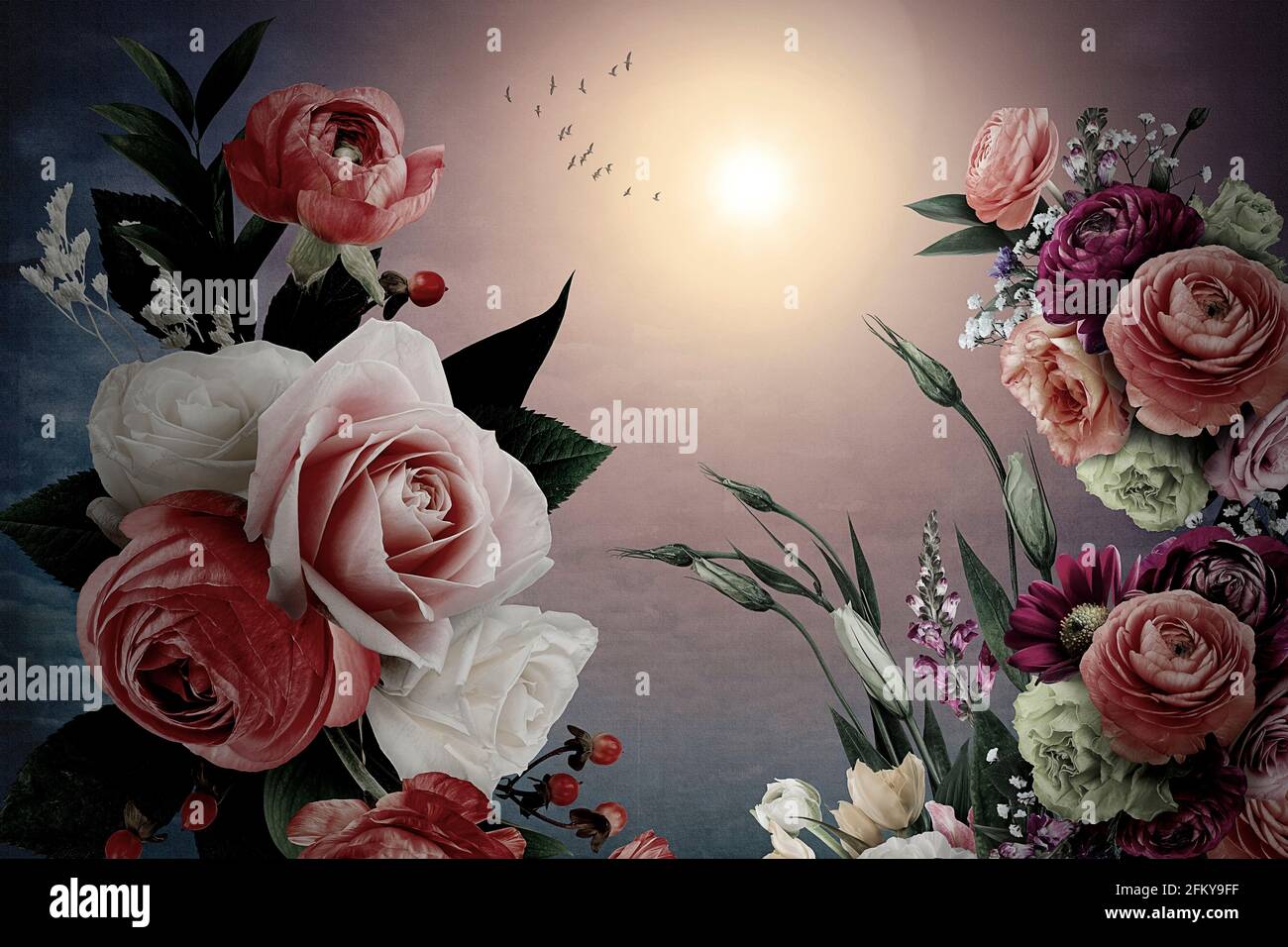 BLUMENKUNST: Die Kunst des Fluges Stockfoto