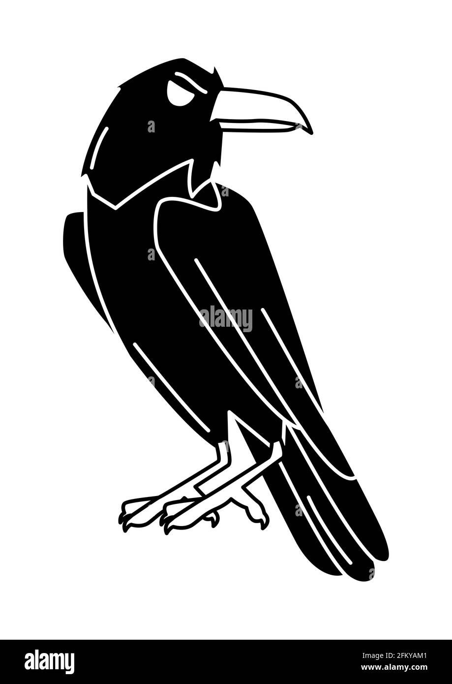 Magischer böser Rabe. Mystik, Alchemie, Spiritualität, Tattoo-Kunst Stock Vektor