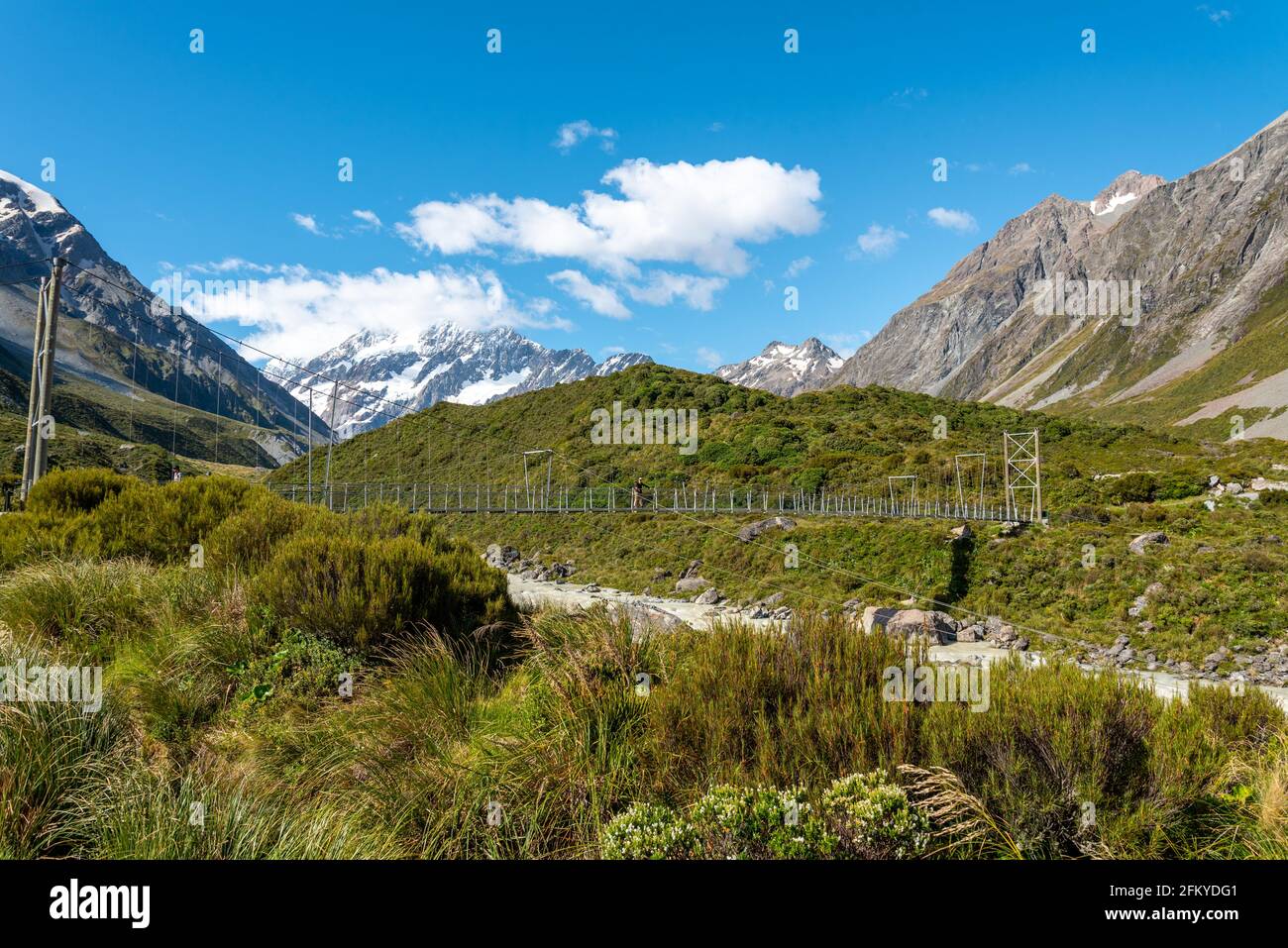 Berühmter Mount Cook vom Hooker Valley Track, Südinsel Neuseelands Stockfoto