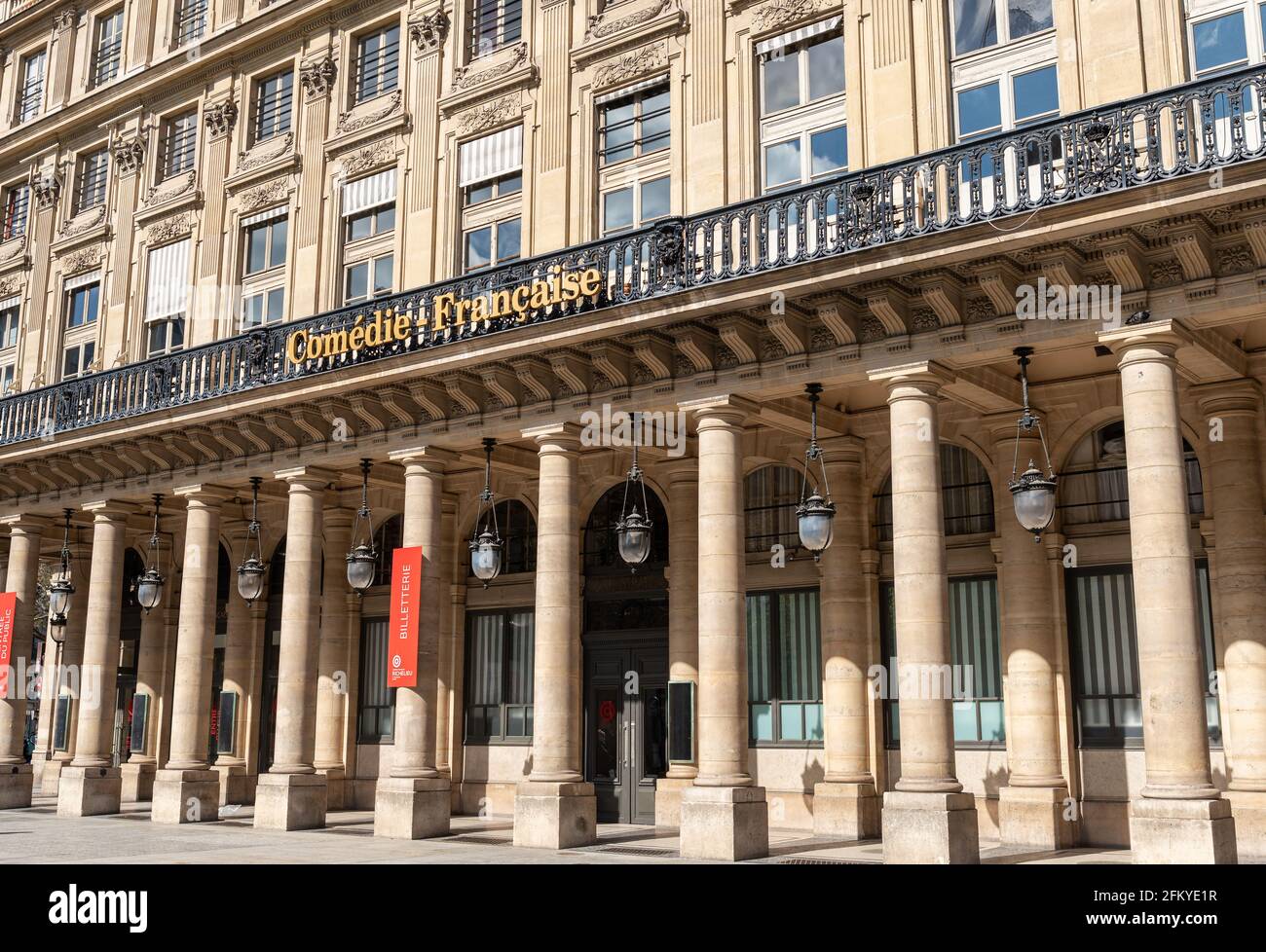 Fassade der Comedie Francaise in Paris Stockfoto
