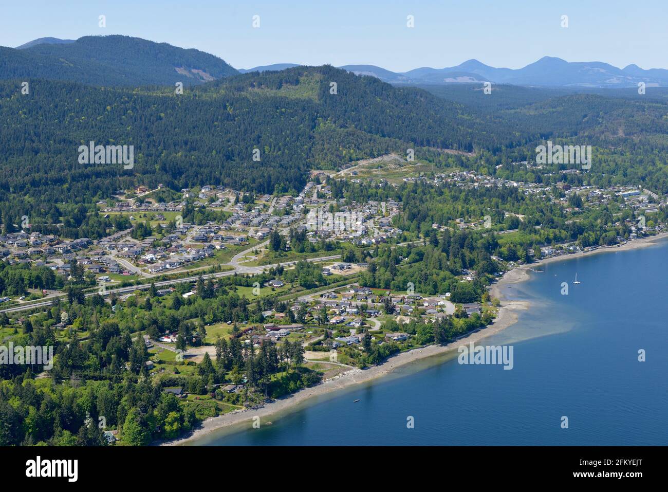 Luftaufnahme des südlichen Gebiets von Ladysmith, British Columbia, Kanada. Stockfoto