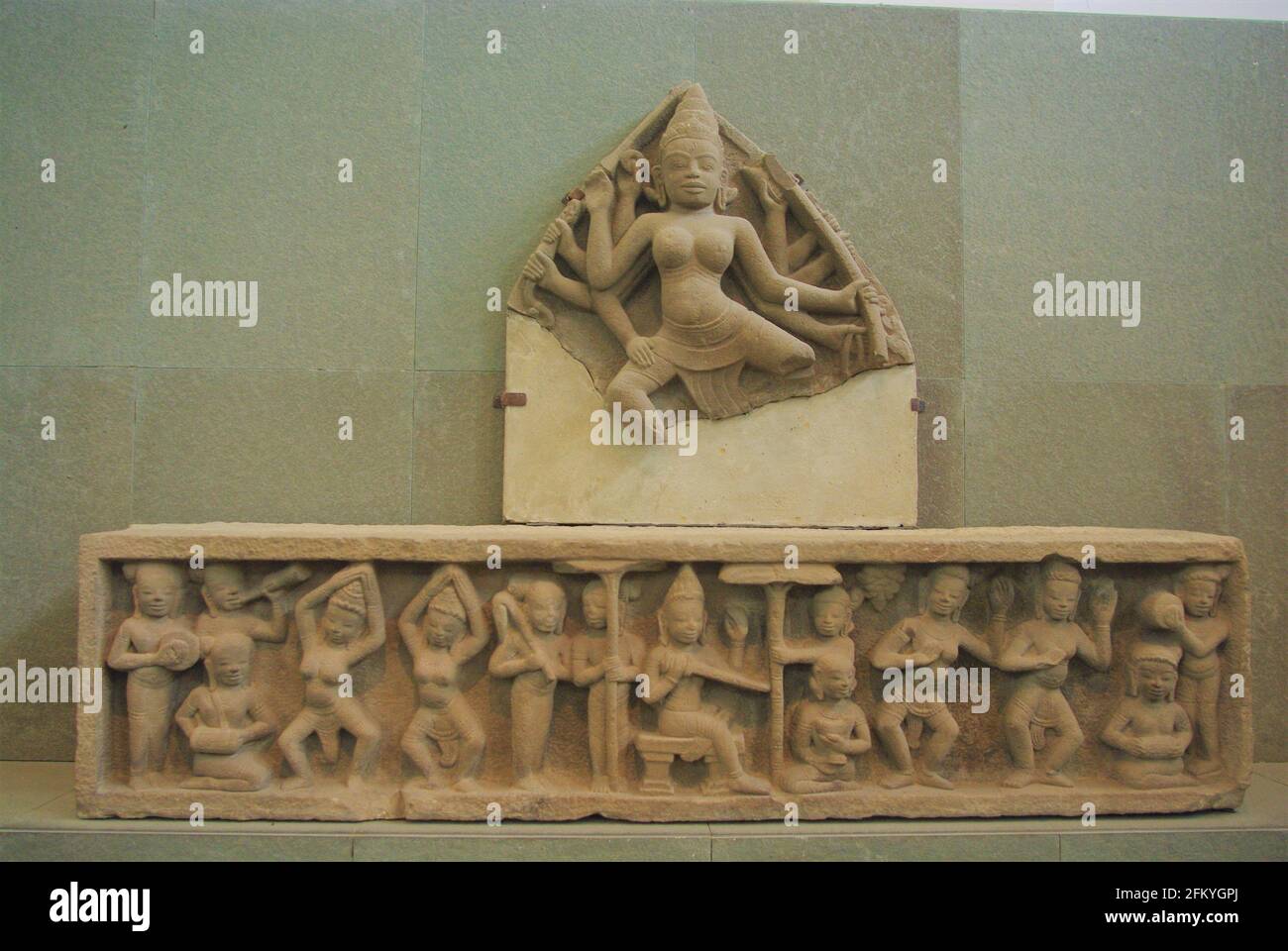 Skulpturfries im Museum of Cham Sculpture, Da Nang, Vietnam, Asien Stockfoto