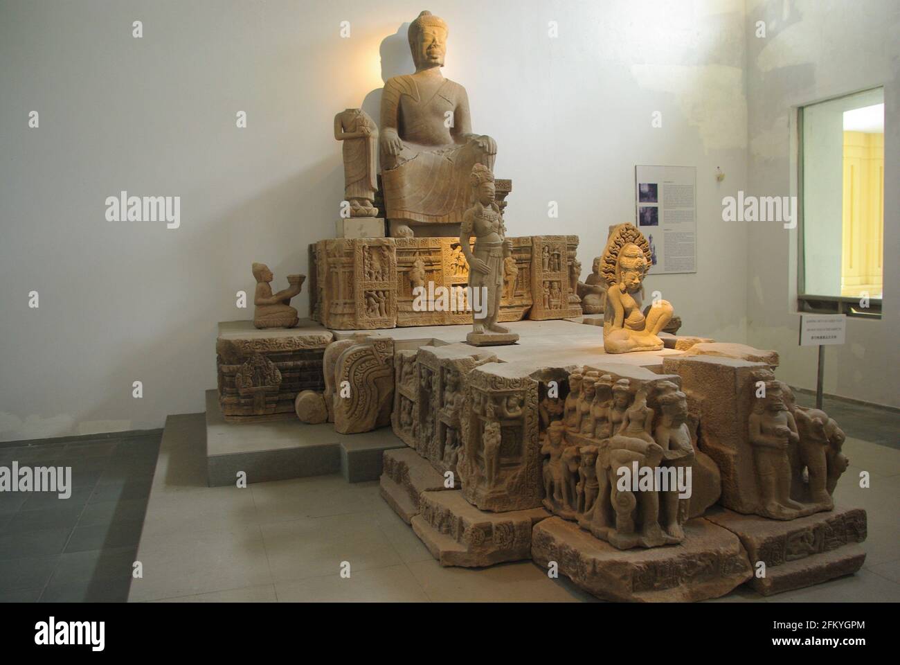 Skulpturfries im Museum of Cham Sculpture, Da Nang, Vietnam, Asien Stockfoto