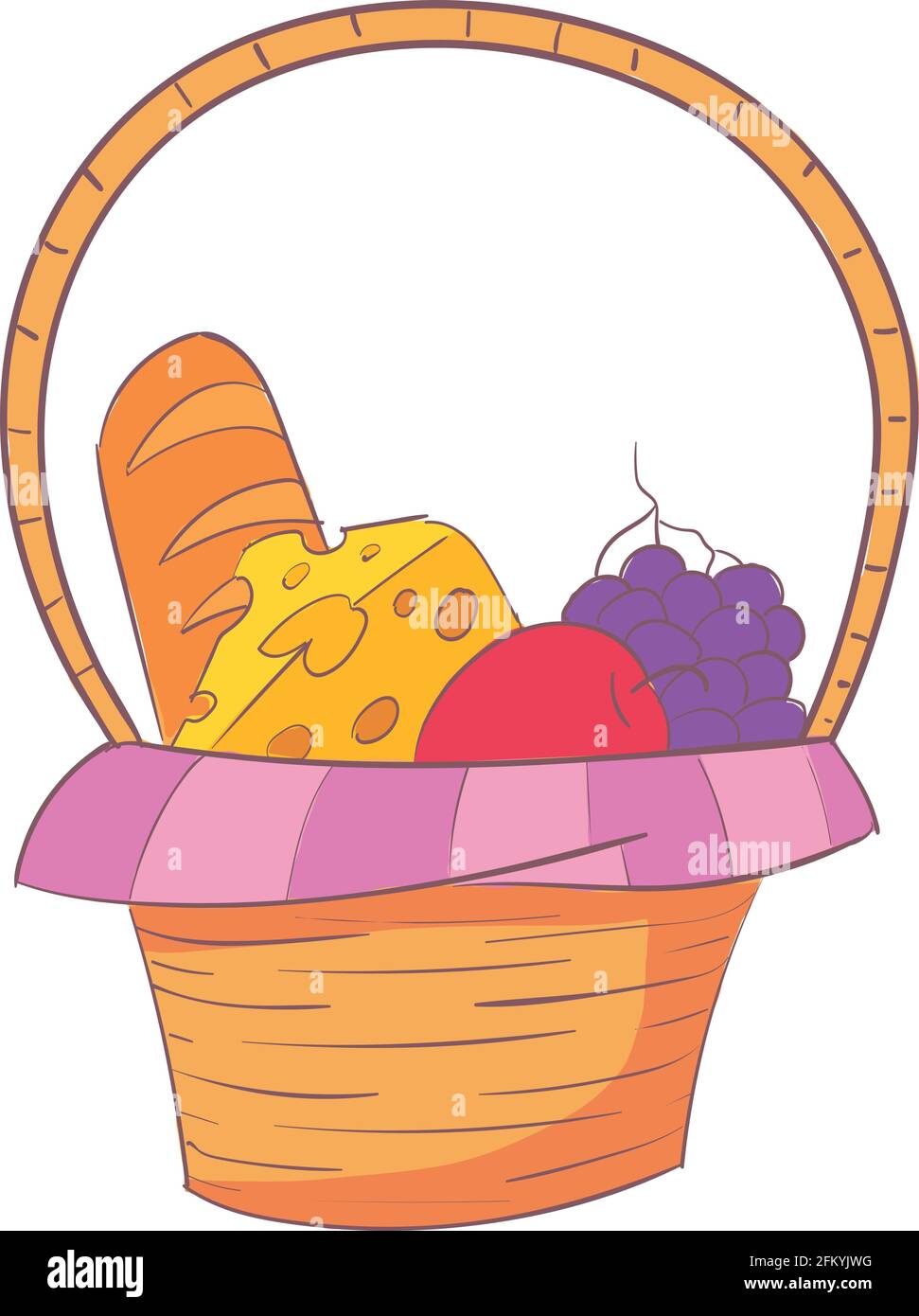 Symbol für Picknickkorb. Cartoon und flach des Griffs Picknick-Korb  Vektor-Symbol für Web-Design isoliert auf weißem Hintergrund  Stock-Vektorgrafik - Alamy