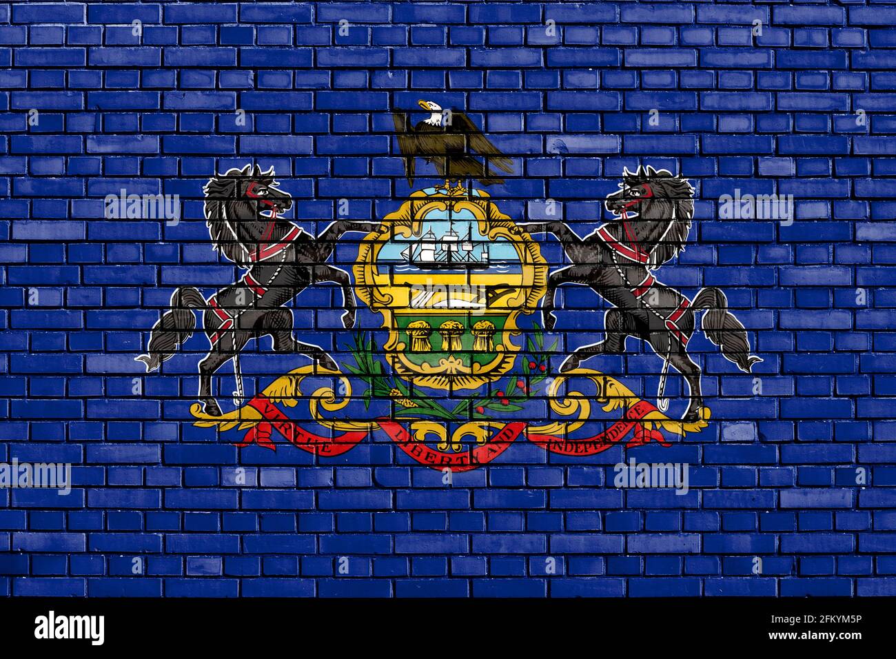 Flagge von Pennsylvania auf Mauer gemalt Stockfoto