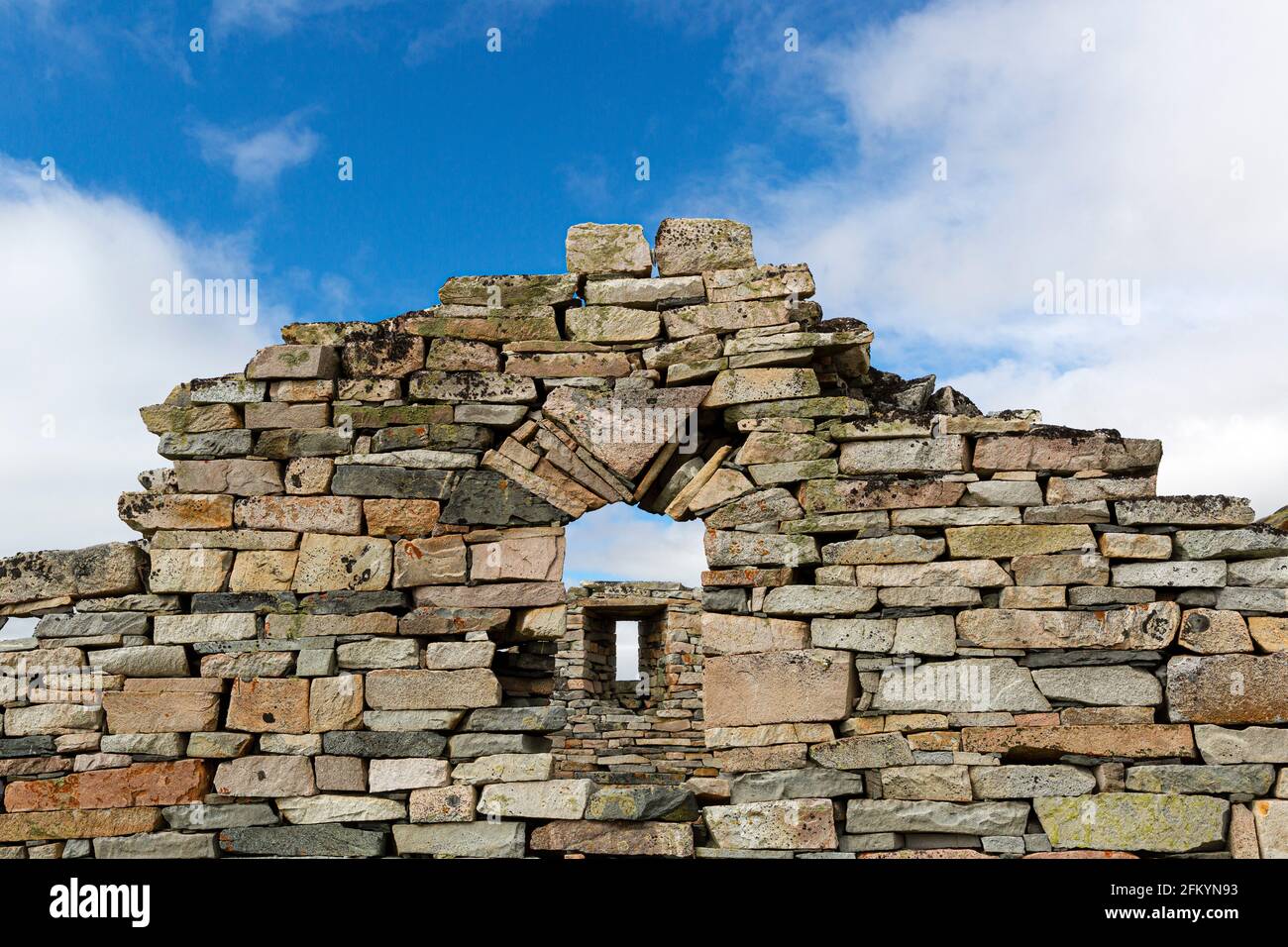 Kirche in Grönlands größter, am besten erhaltener nordischer Farmstuckruine in Hvalsey, Qaqortukulooq, Grönland. Stockfoto