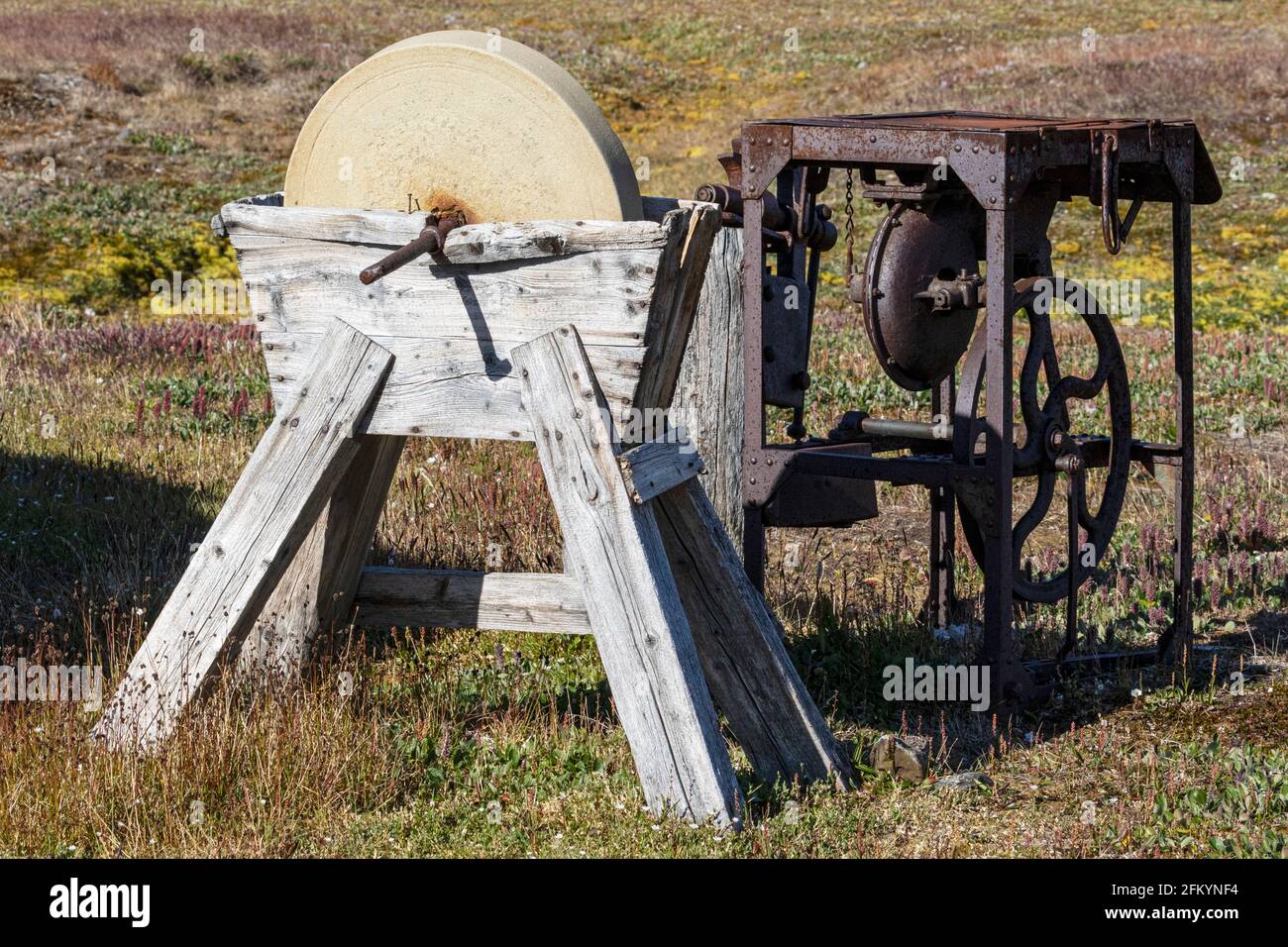 Myggbukta, eine Radio- und Trapperstation in Mackenzie Bay, Grönländische See im King Christian X Land, Grönland. Stockfoto