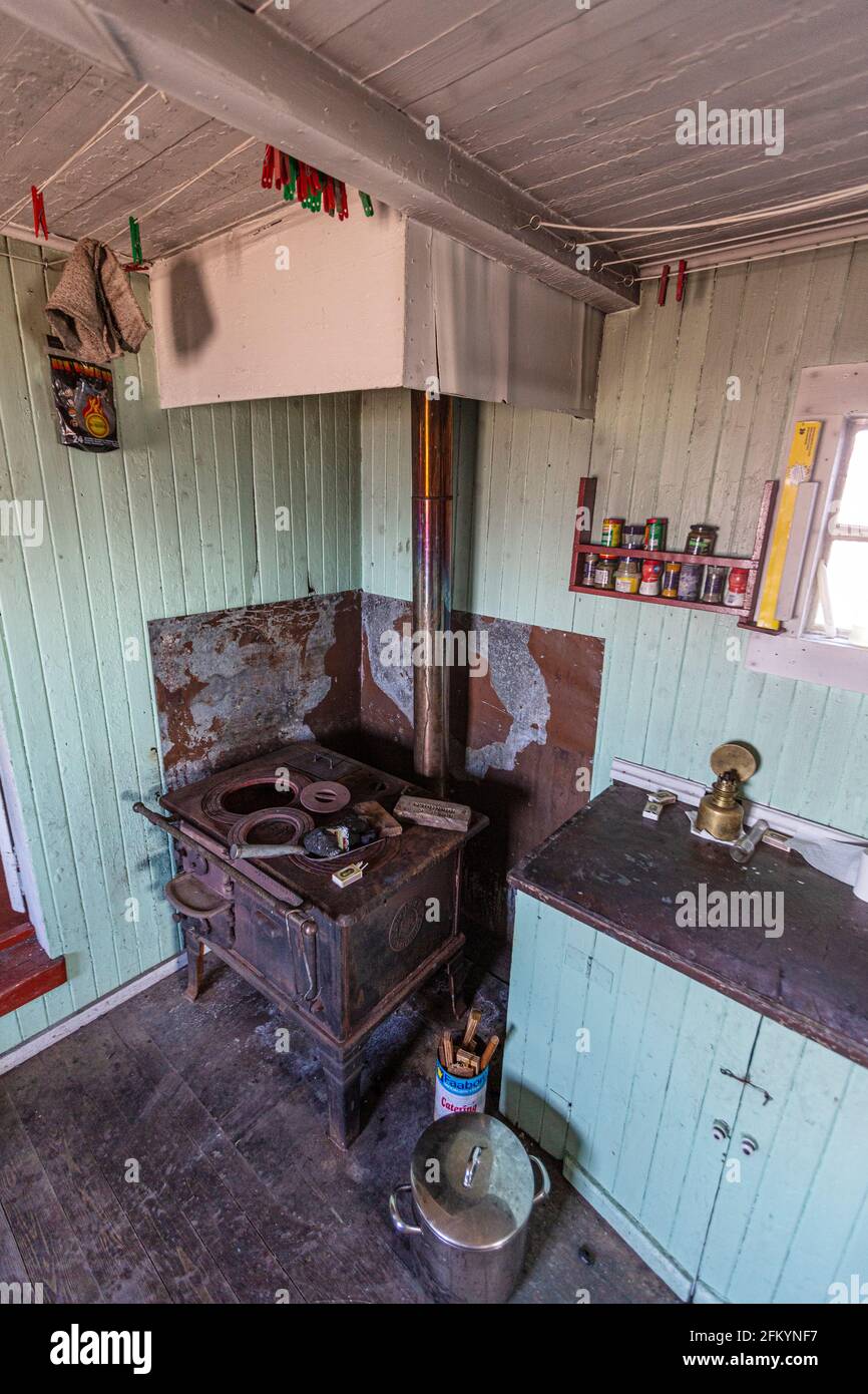 Myggbukta, eine Radio- und Trapperstation in Mackenzie Bay, Grönländische See im King Christian X Land, Grönland. Stockfoto