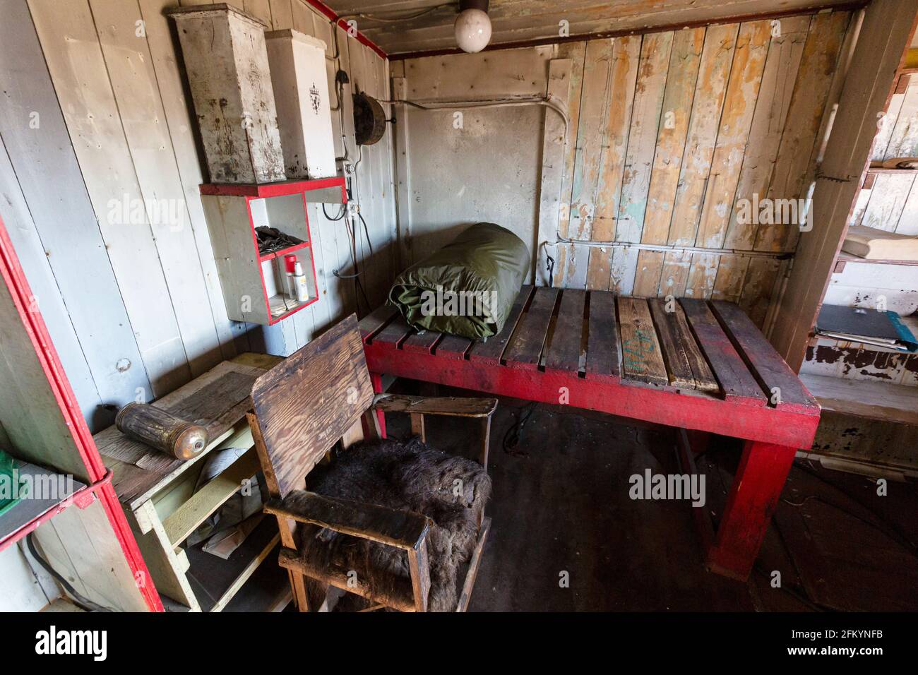 Myggbukta, eine Radio- und Trapperstation in Mackenzie Bay, Grönländische See im King Christian X Land, Grönland. Stockfoto
