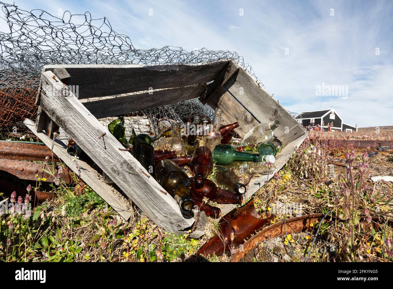 Myggbukta, eine Radio- und Trapperstation in Mackenzie Bay, Grönländische See im King Christian X Land, Grönland. Stockfoto