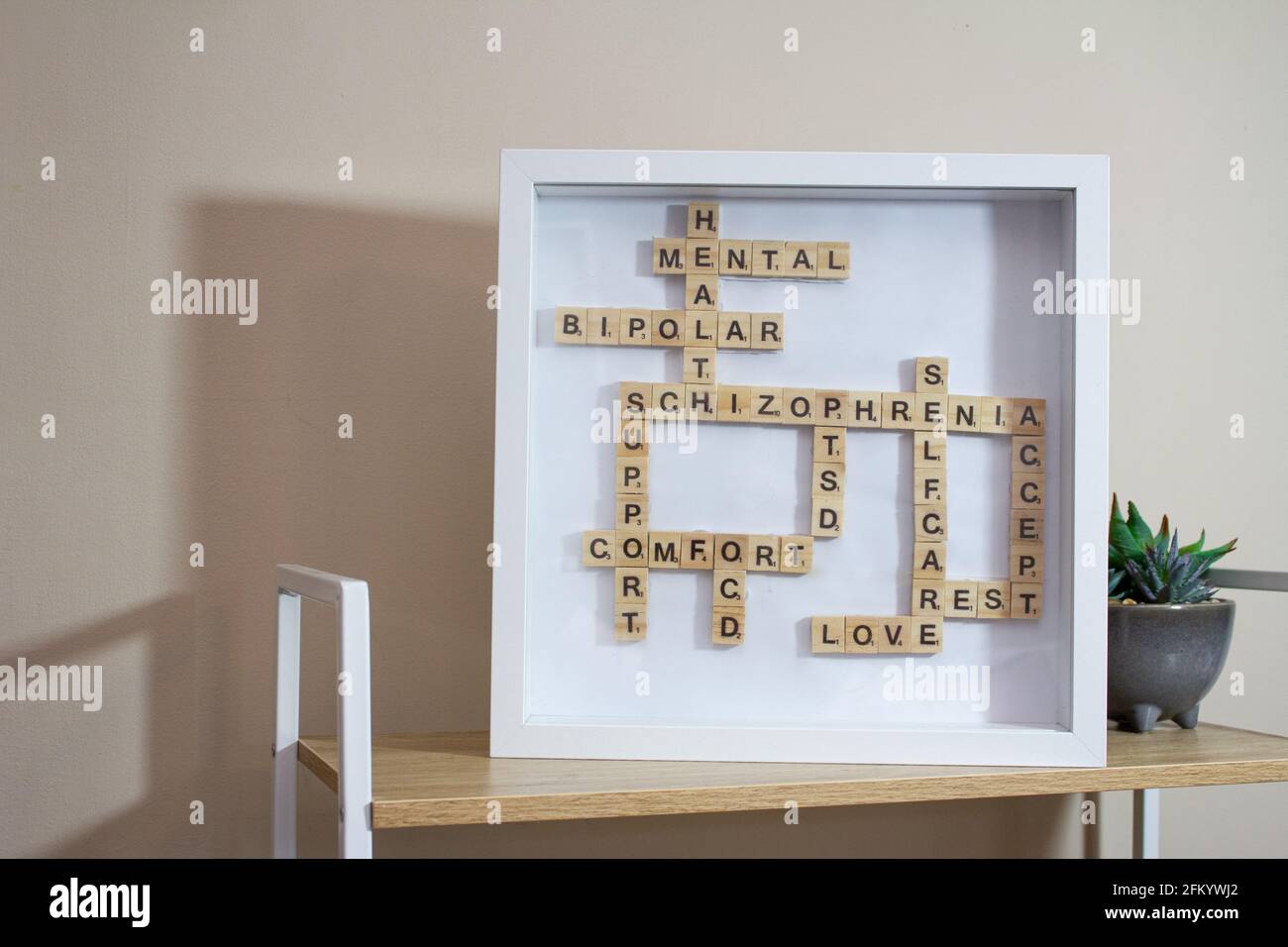 Wörter zur psychischen Gesundheit Stockfoto