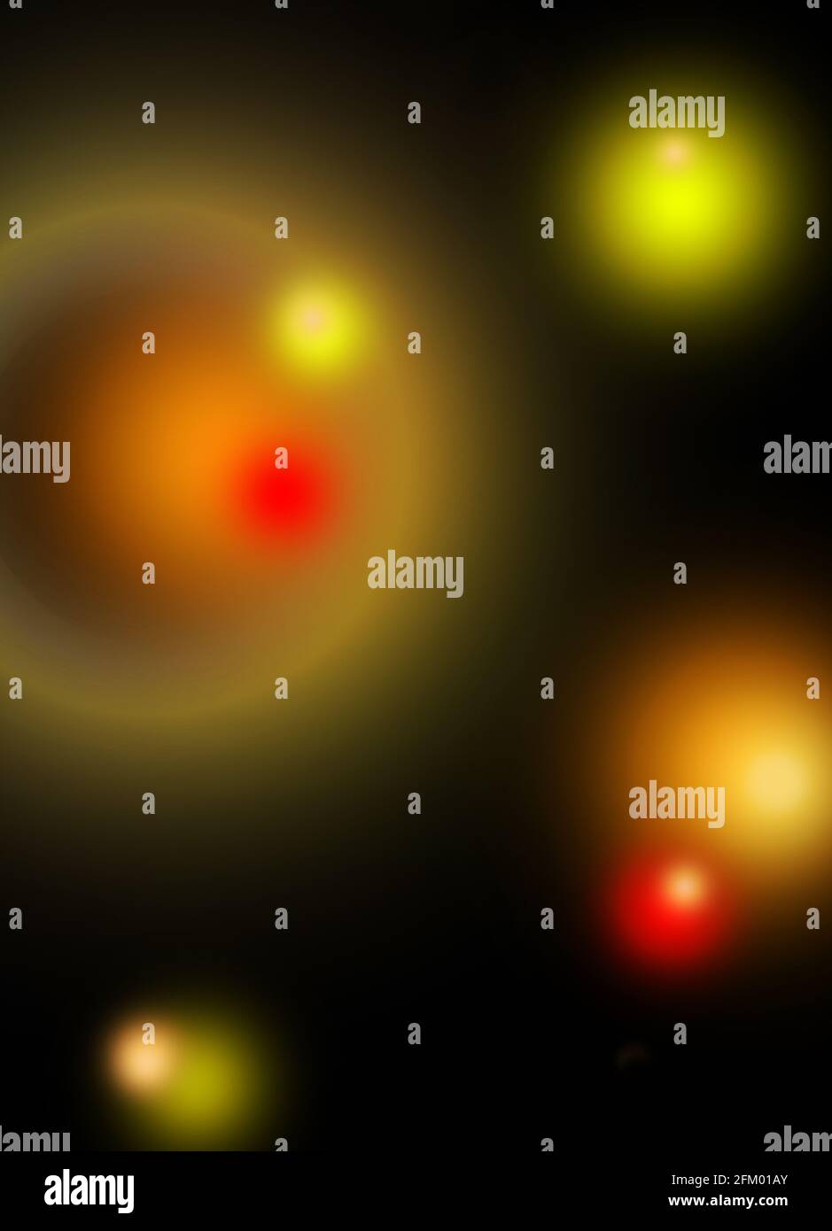 Abstrahieren Sie Bokeh-Punkte auf schwarzem Hintergrund, um Ihr Foto zu verbessern, indem Sie diese Ebene im Modus „Aufhellen“ hinzufügen. Stockfoto