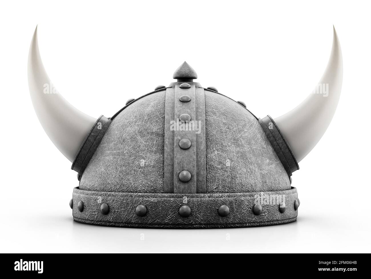 Viking Helm isoliert auf weißem Hintergrund. 3D-Illustration. Stockfoto