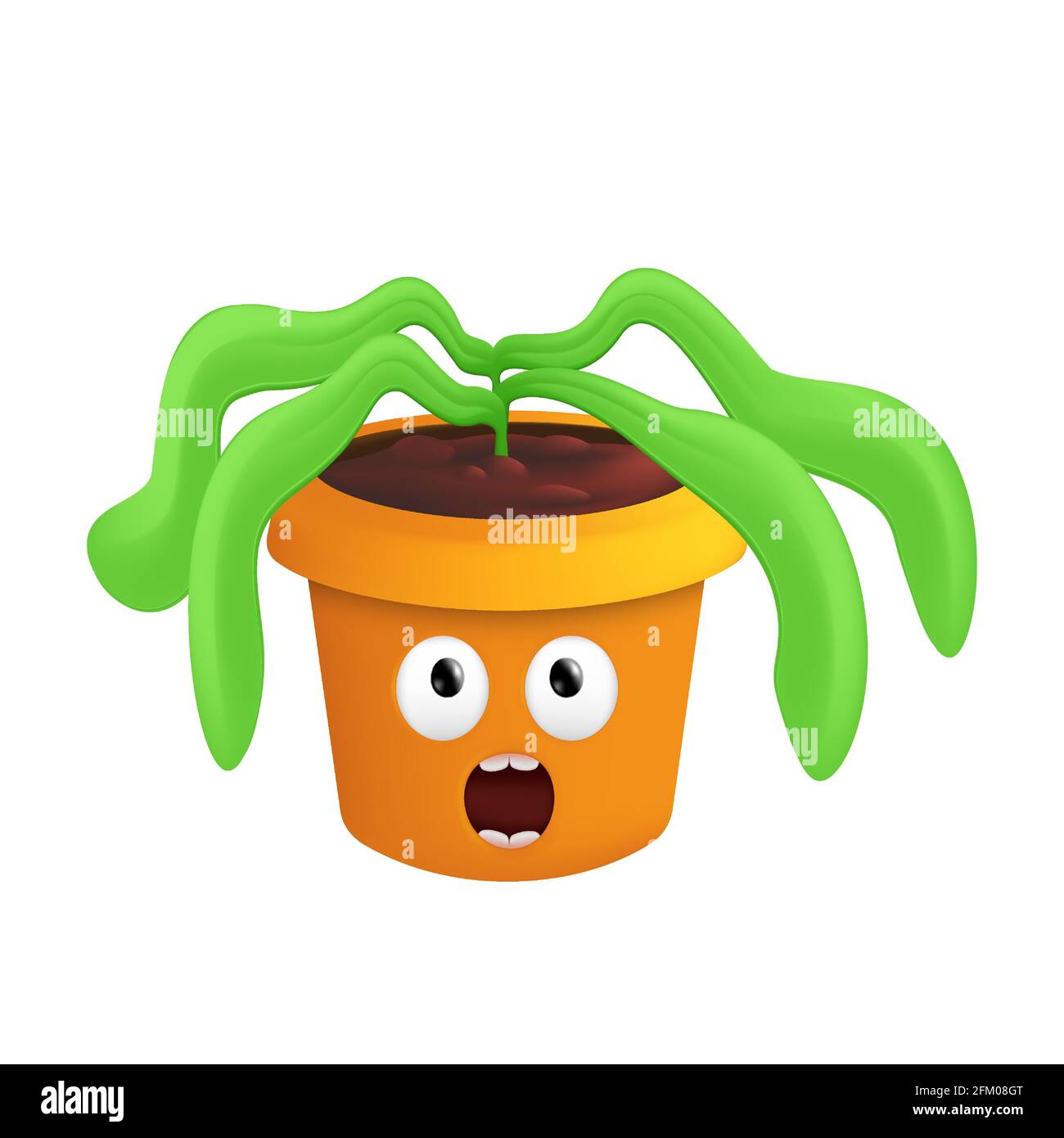 Eine welke Pflanze in einem Topf. Vektor-Illustration eines traurigen Blumentöpfes mit einer verängstigten Emotion isoliert auf einem weißen Hintergrund Stock Vektor