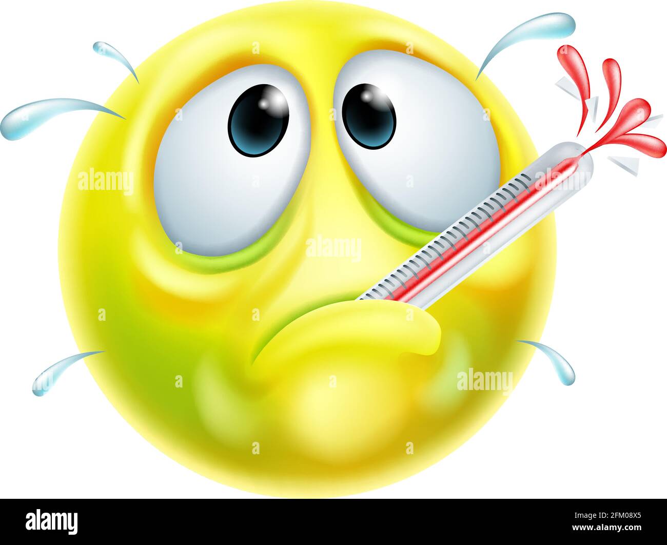 Krank Krank Thermometer Cartoon Emoji Emoticon Gesicht Stock Vektor