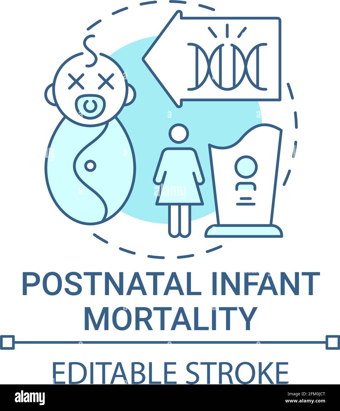 Blaues Konzept-Symbol für die postnatale Säuglingssterblichkeit Stock Vektor