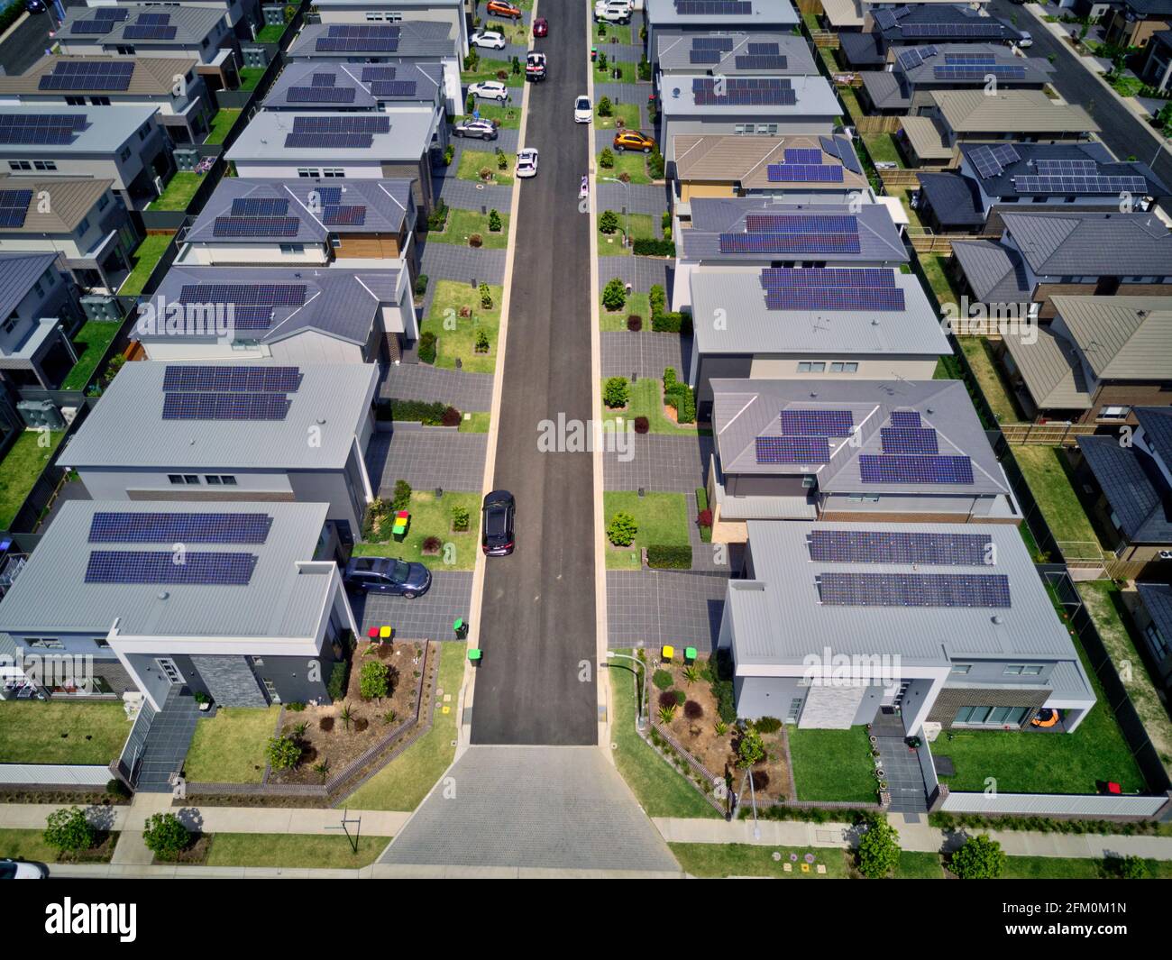Luftaufnahme von Kühlkörper Art moderne Wohnsiedlung mit privaten Straßen Kellyville Western Sydney Australien. Stockfoto