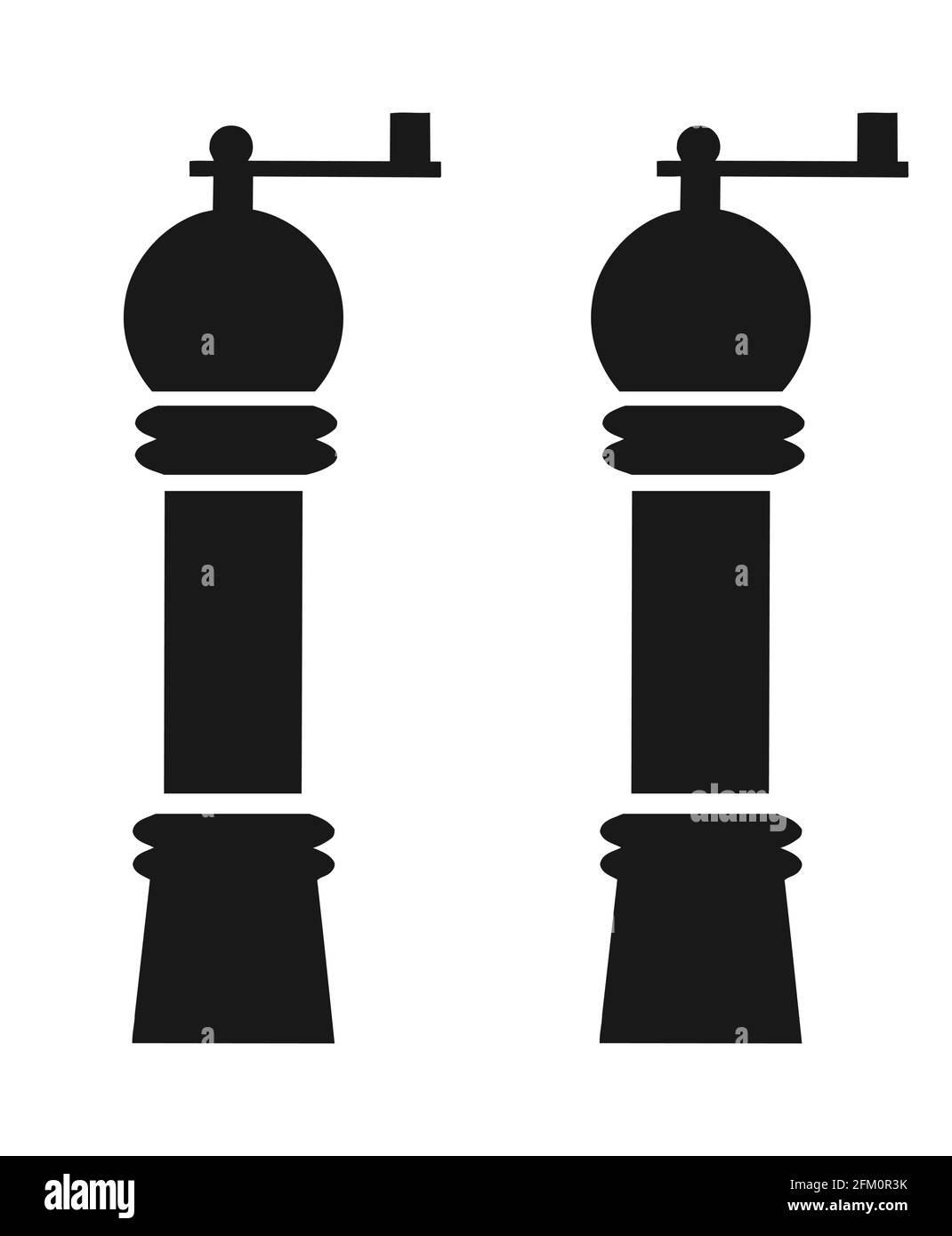 Vektor Silhouette Elemente Pfeffer- und Salzmühle Stock Vektor