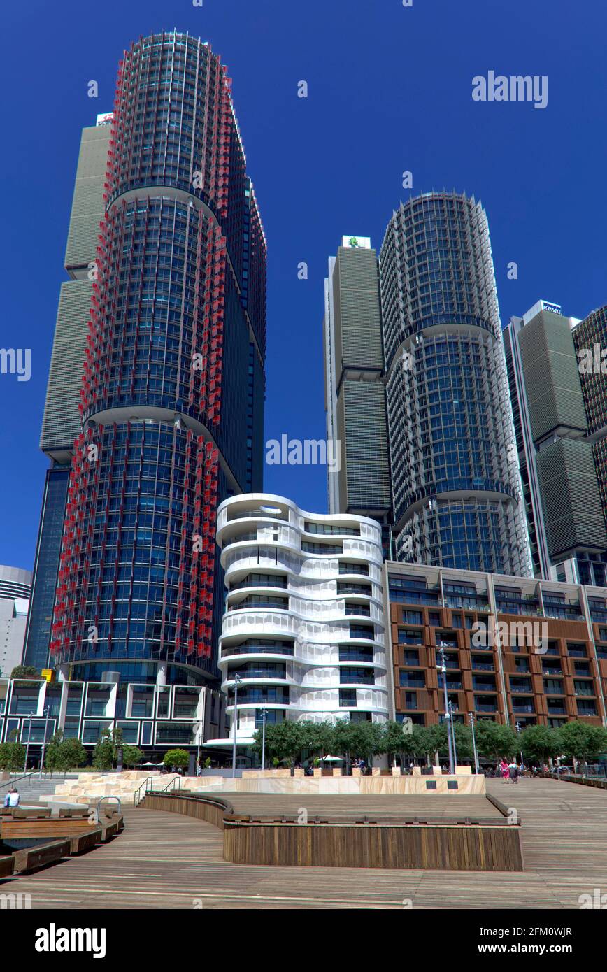 Bürogebäude rund um Barangaroo am Darling Harbour, Sydney, Australien Stockfoto