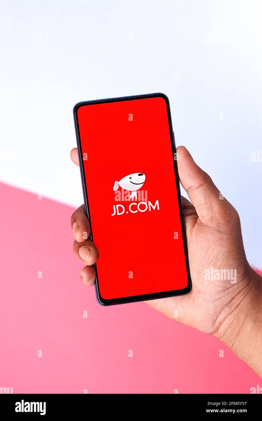 Assam, indien - 04. Mai 2021 : JD.com Logo auf Telefonbildschirm Stock Bild. Stockfoto