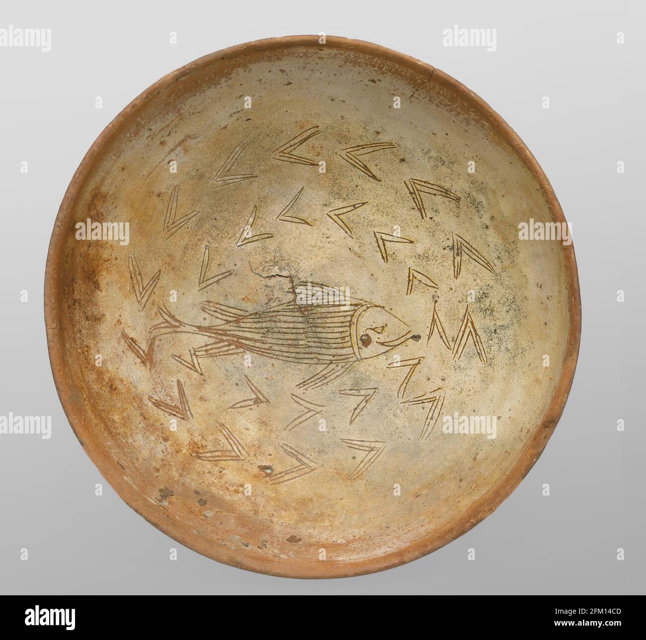 Schüssel mit Fisch byzantinisch - 1000–1300 Stockfoto