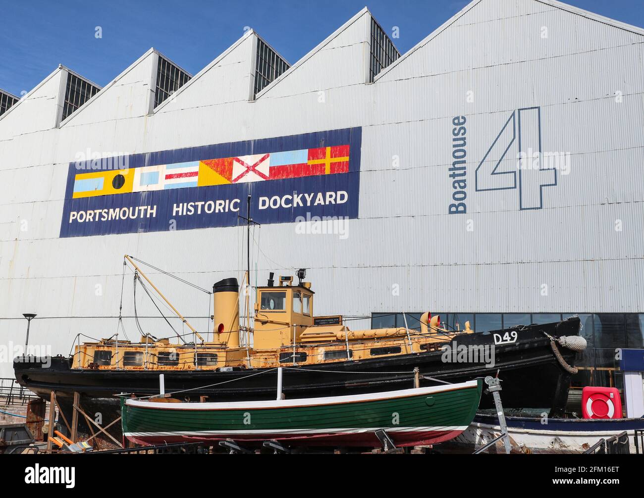 Portsmouth Historic Dockyard Schild an der Portsmouth Historic Dockyard, Portsmouth, Hampshire, Großbritannien Stockfoto