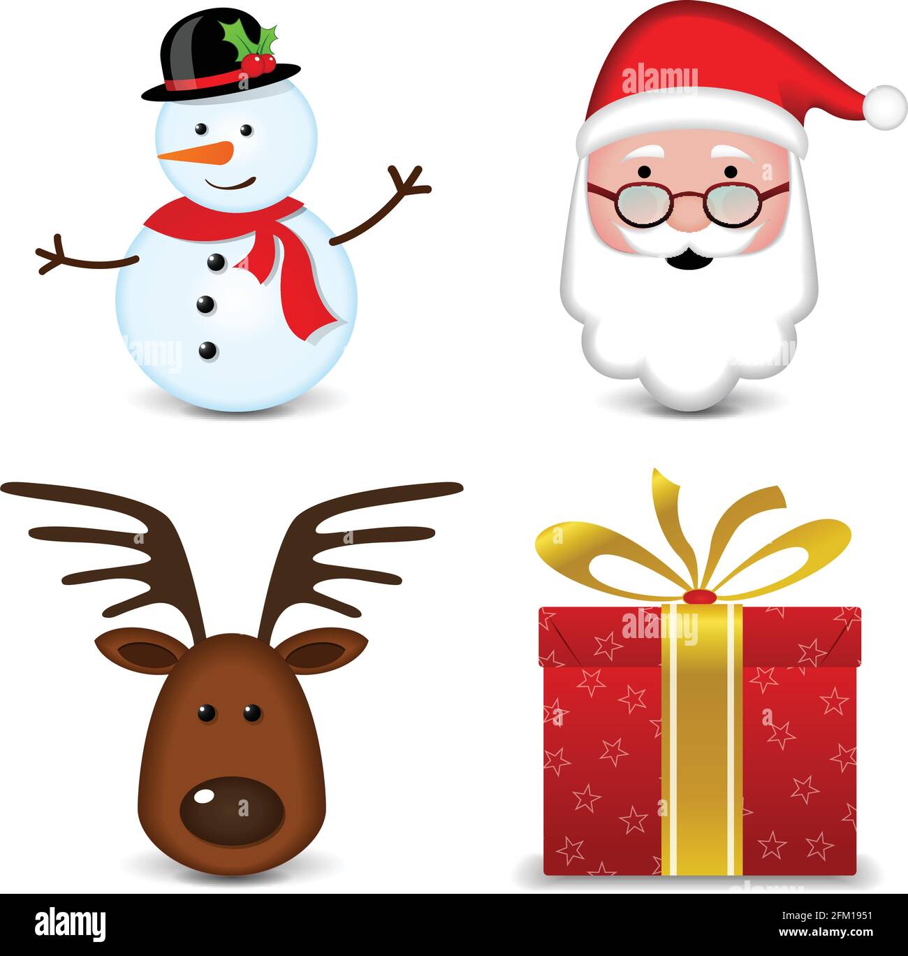 Abbildung von vier weihnachtssymbolen auf weißem Hintergrund Stock Vektor