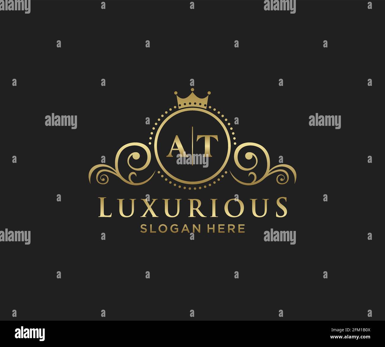 AT Letter Royal Luxury Logo Vorlage in Vektorgrafik für Restaurant, Royalty, Boutique, Cafe, Hotel, Heraldisch, Schmuck, Mode und andere Vektor illustrr Stock Vektor