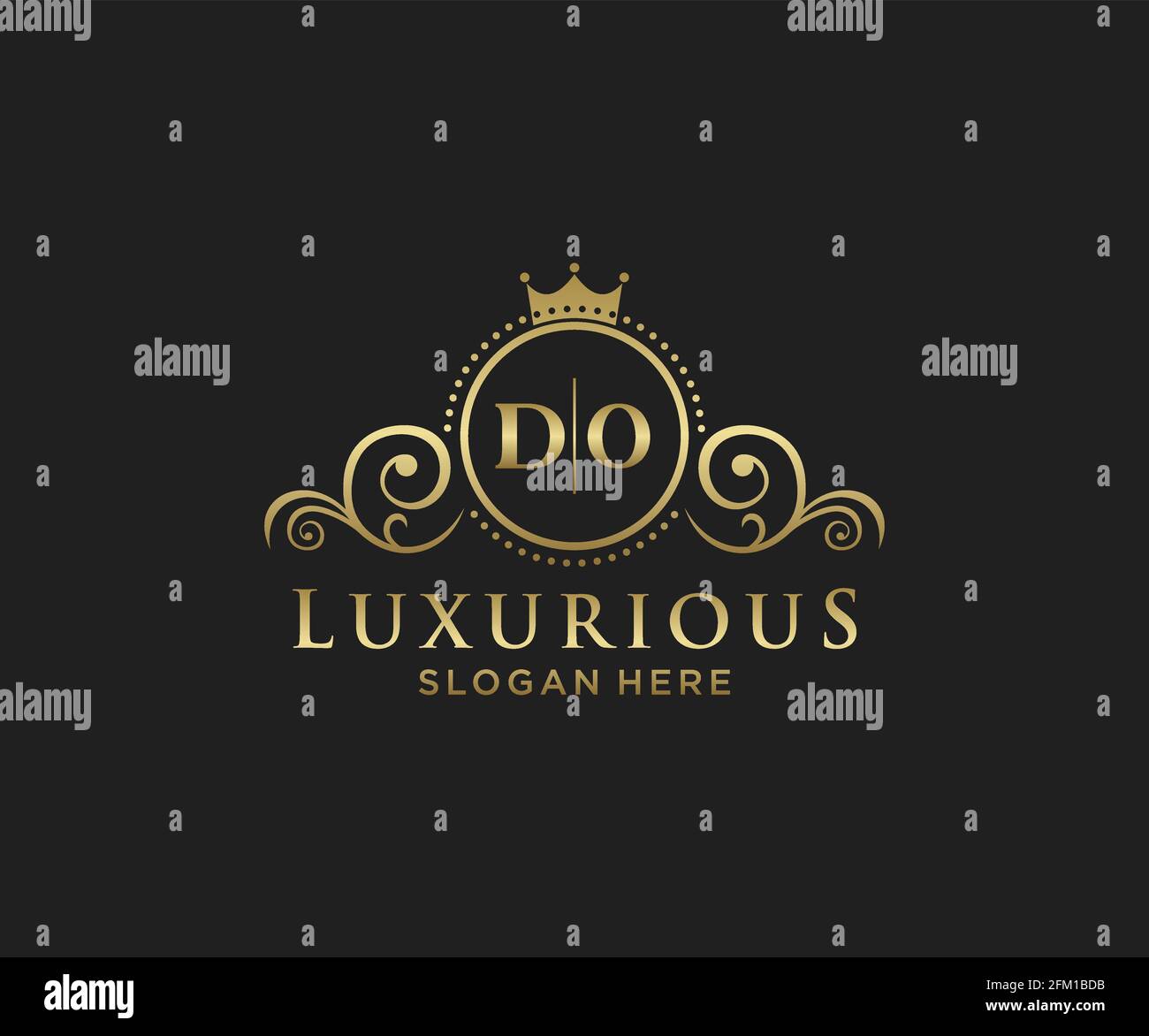 DO Letter Royal Luxury Logo Vorlage in Vektorgrafik für Restaurant, Royalty, Boutique, Cafe, Hotel, Heraldisch, Schmuck, Mode und andere Vektor illustrr Stock Vektor