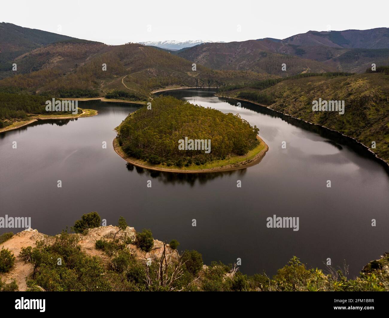 Melero Mäander, Alagon River, Caceres, Extremadura Stockfoto