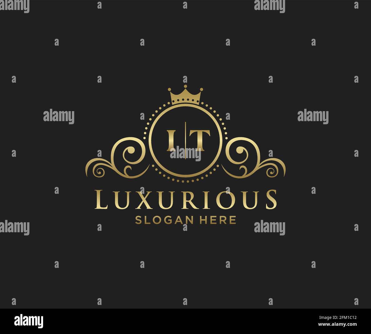 IT Letter Royal Luxury Logo Vorlage in Vektorgrafik für Restaurant, Royalty, Boutique, Cafe, Hotel, Heraldisch, Schmuck, Mode und andere Vektor illustrr Stock Vektor