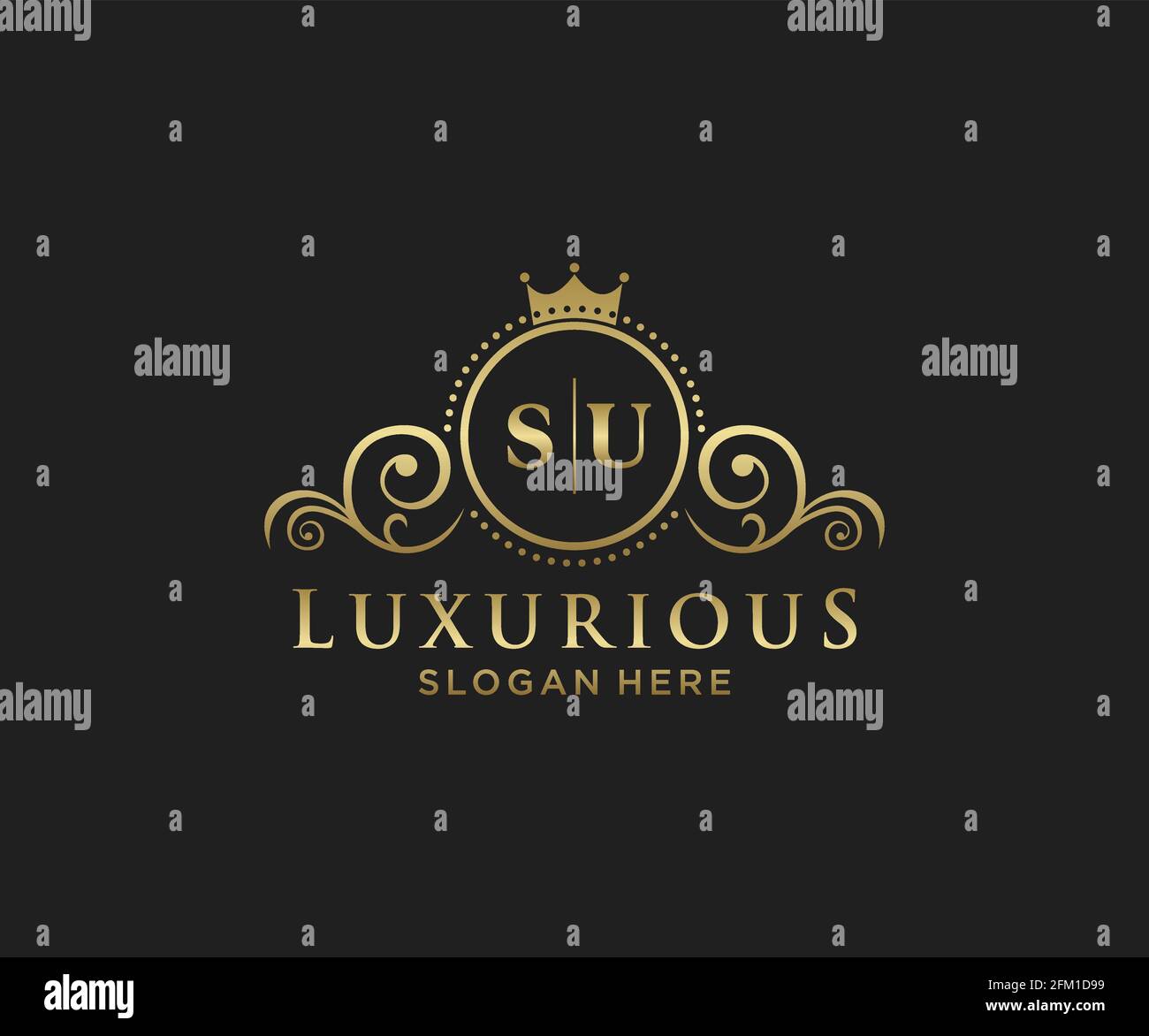 SU Letter Royal Luxury Logo Vorlage in Vektorgrafik für Restaurant, Royalty, Boutique, Cafe, Hotel, Heraldisch, Schmuck, Mode und andere Vektor illustrr Stock Vektor