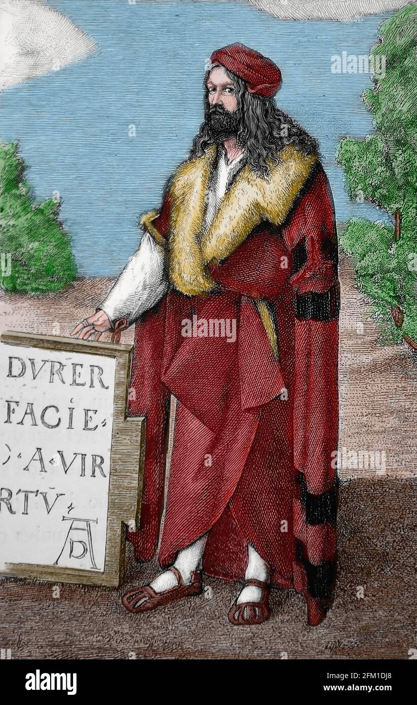 Albrecht Durer (1471-1528). Deutscher Maler. Hochformat. Gravur. Stockfoto
