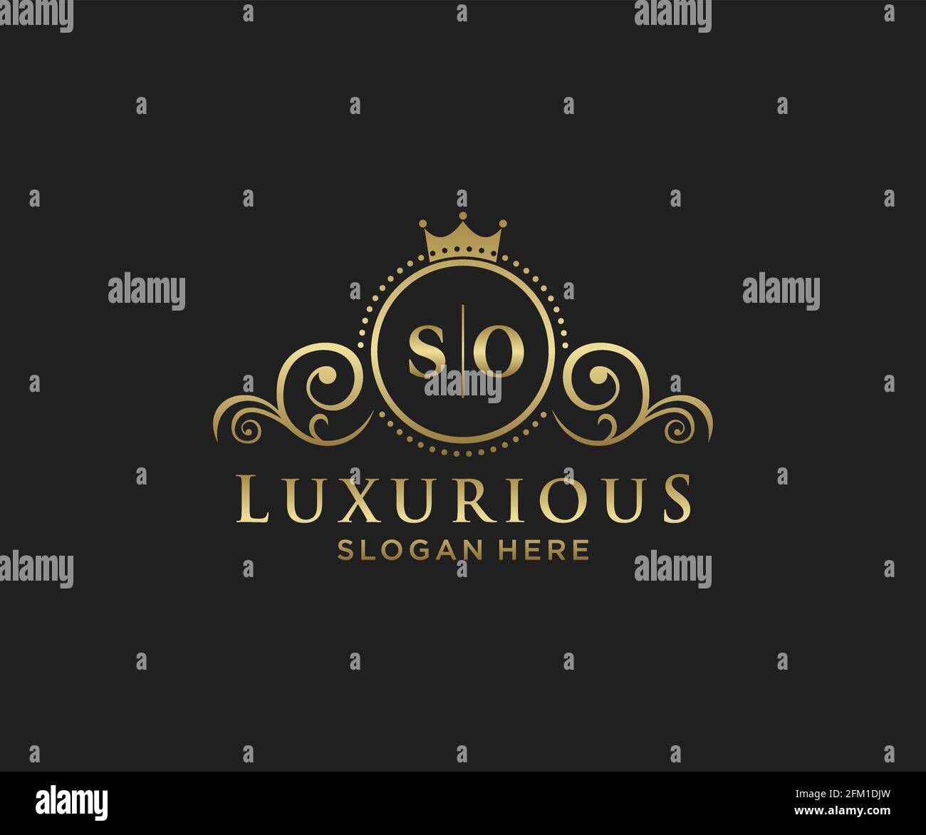 SO Letter Royal Luxury Logo Vorlage in Vektorgrafik für Restaurant, Royalty, Boutique, Cafe, Hotel, Heraldisch, Schmuck, Mode und andere Vektor illustrr Stock Vektor