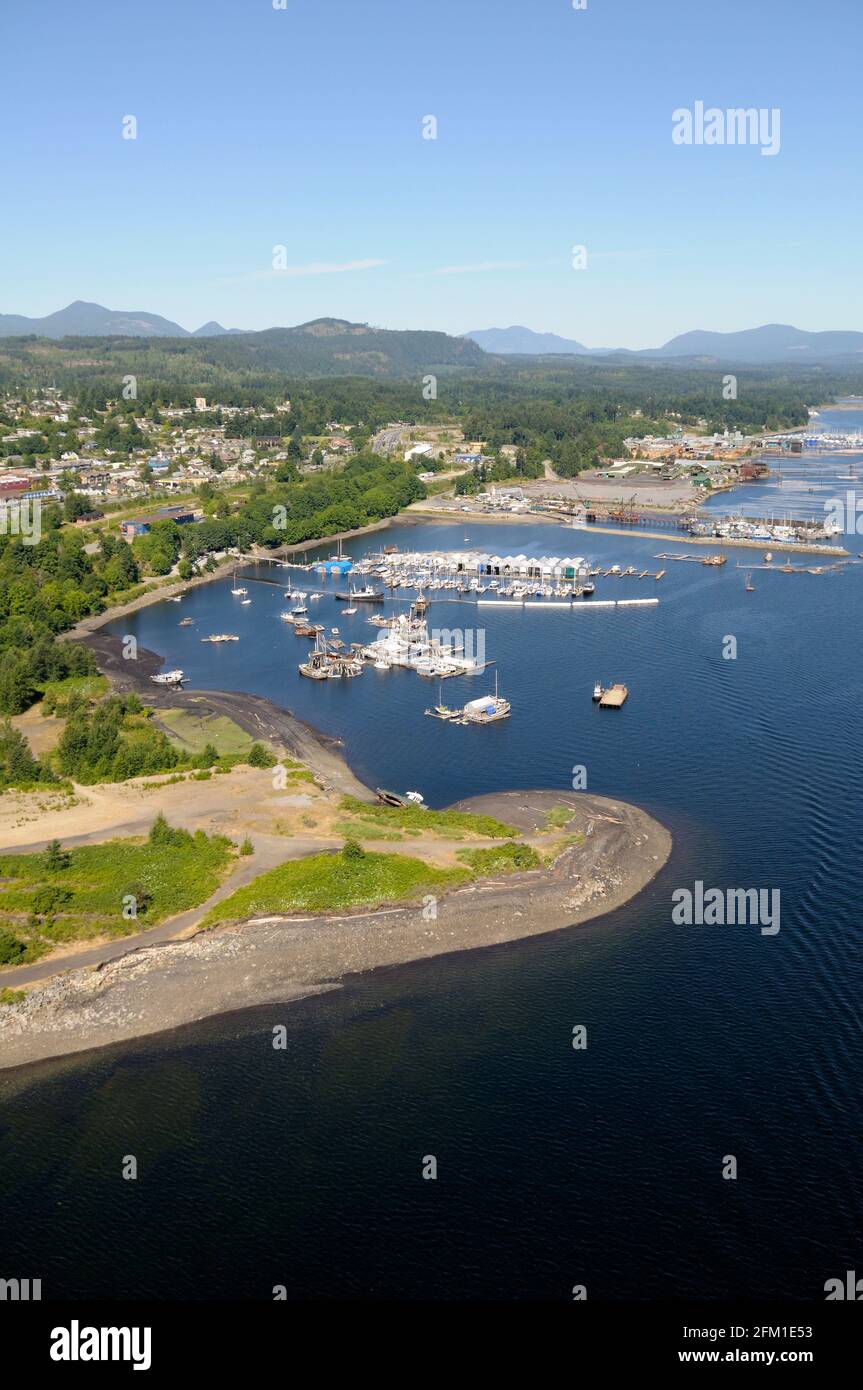 Luftaufnahme von Slack Point und Ladysmith Harbour, Vancouver Island, British Columbia, Kanada. Stockfoto