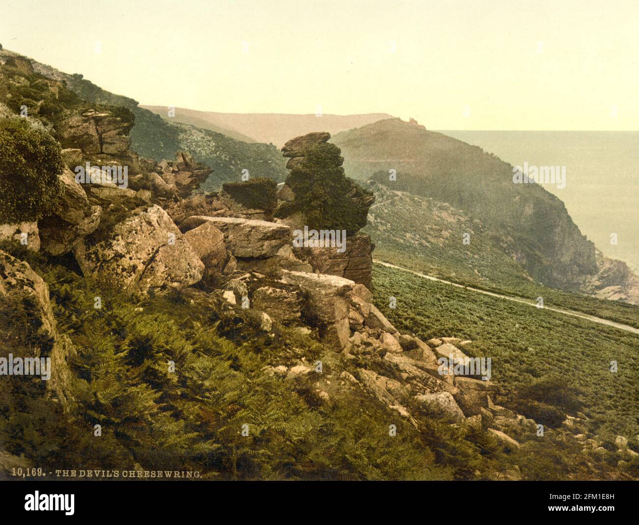 The Devil's Cheese wring in the Valley of Rocks on Exmoor bei Lynton in Devon um 1890-1900 Stockfoto